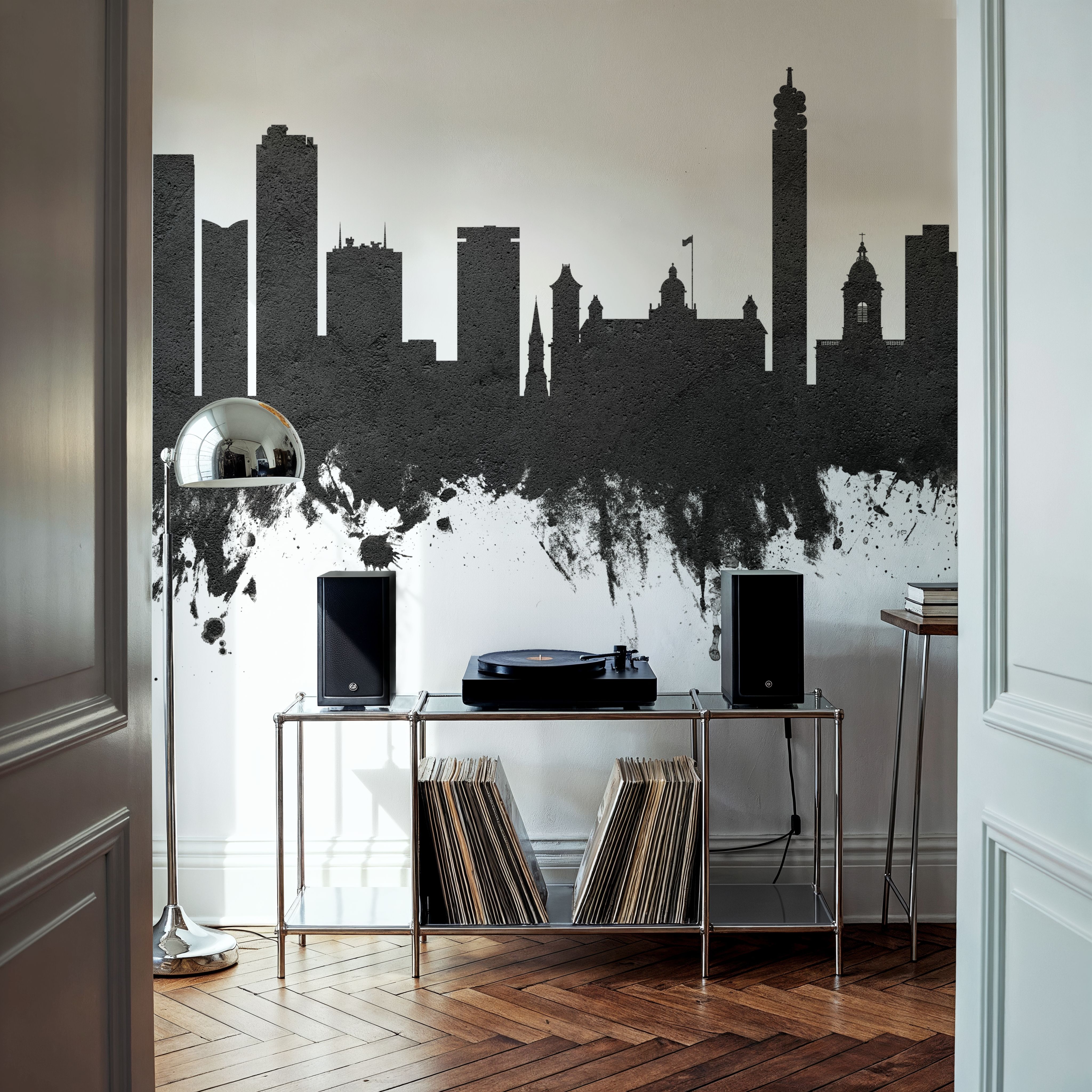 Birmingham England Skyline Black & White