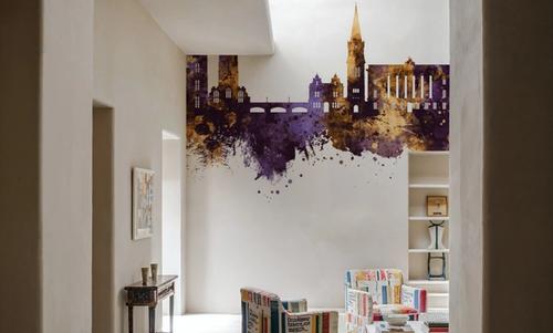 Stamford England Skyline Purple & Gold