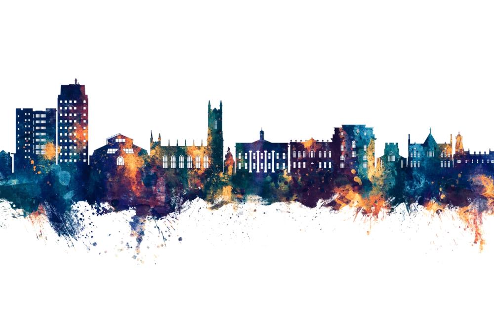 Oldham England Skyline Blue & Bronze