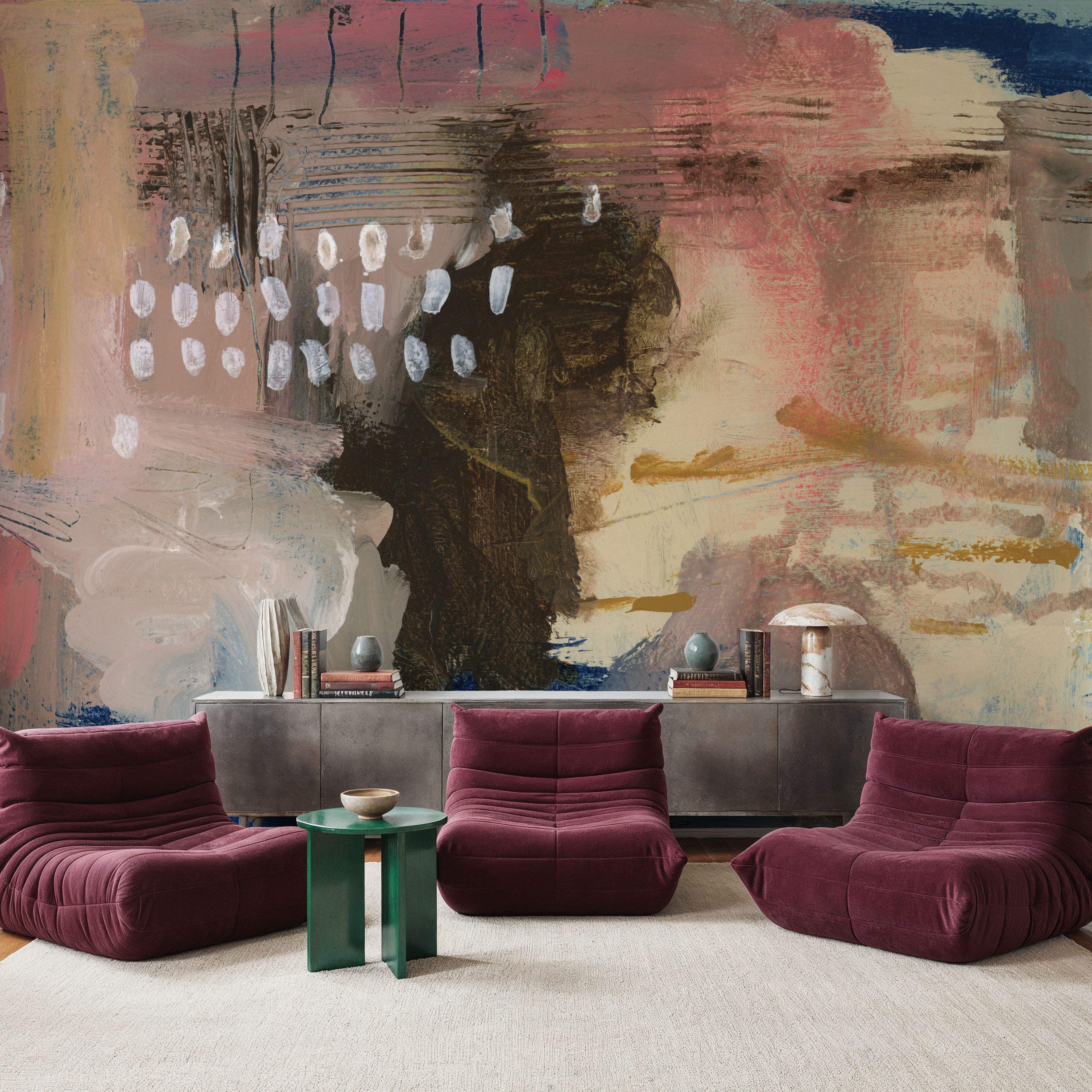 Wall Mural - Embracing Glimmers - Abstract mural wallpaper - Pink - Dining Room - Wallism US - Premium, Textured or Peel & Stick