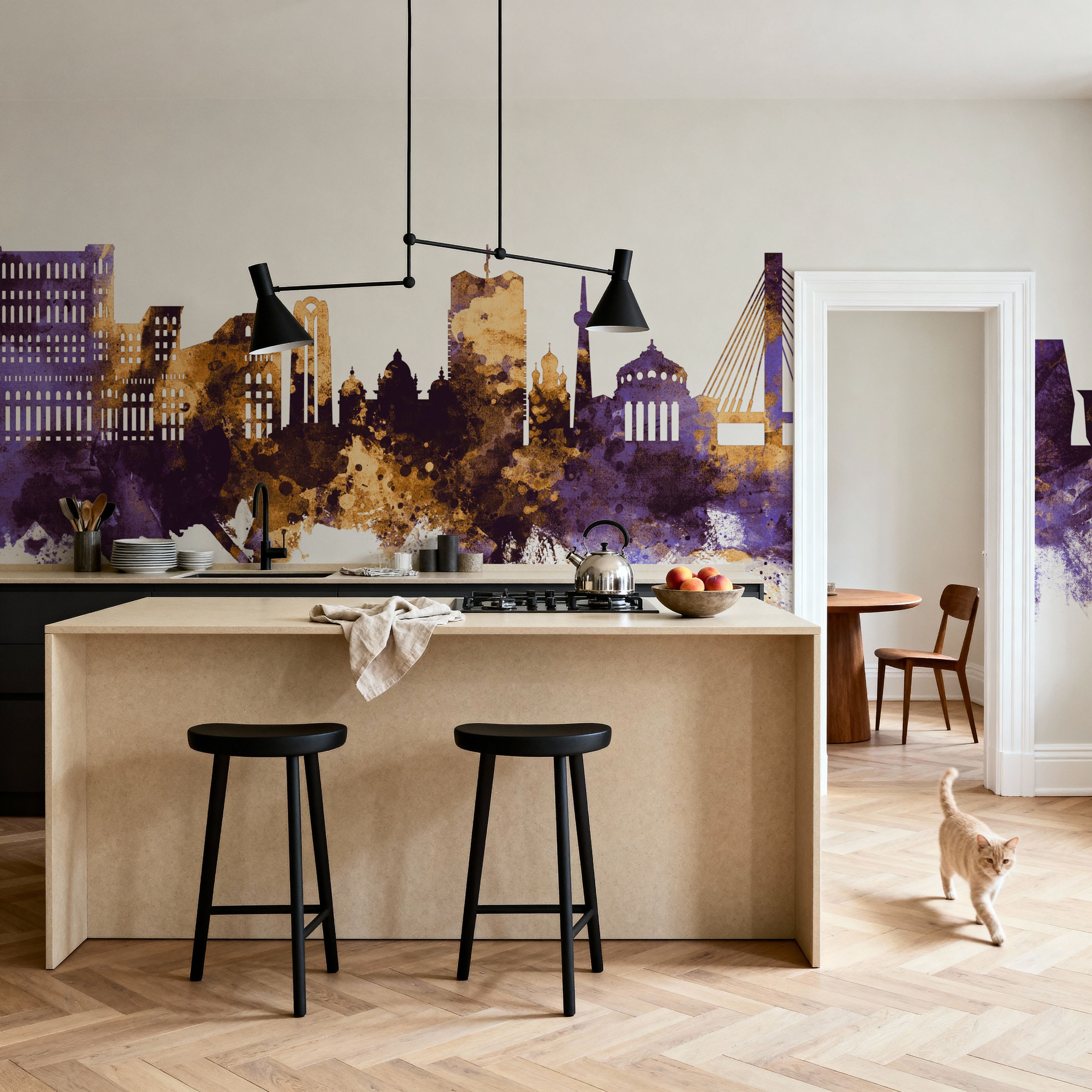 Bucharest Romania Skyline Purple & Gold