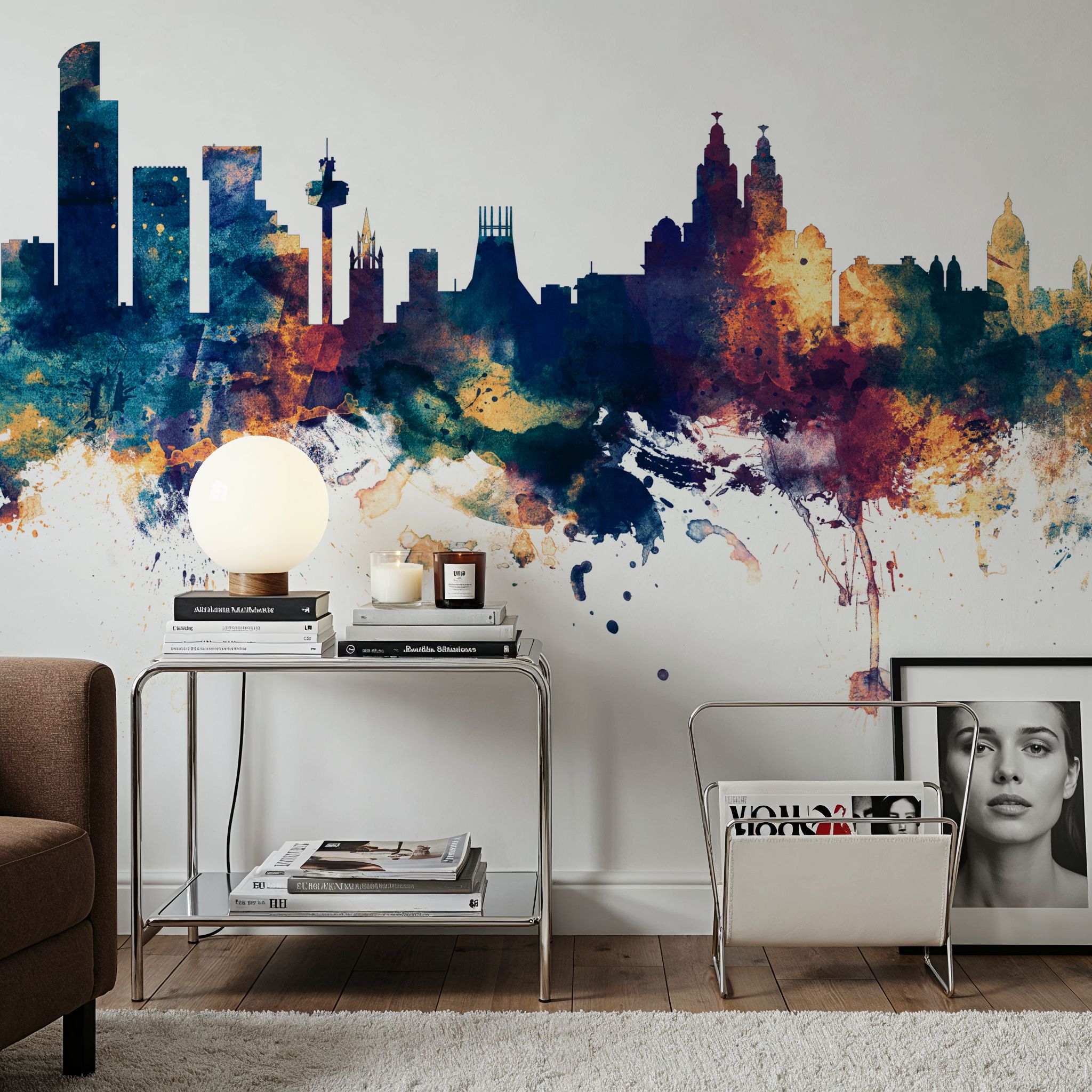 Liverpool England Skyline Blue & Bronze