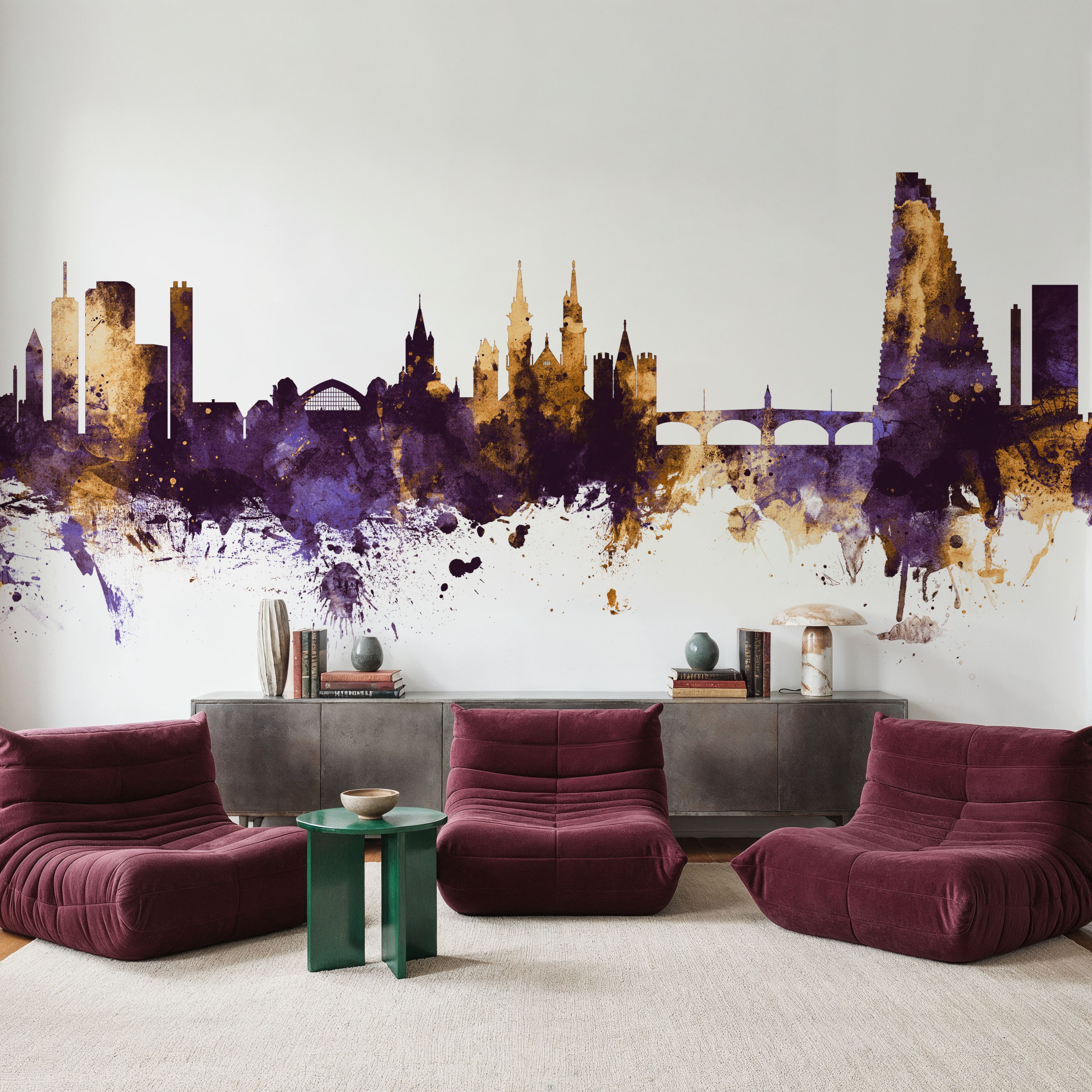 Basel Switzerland Skyline Purple & Gold