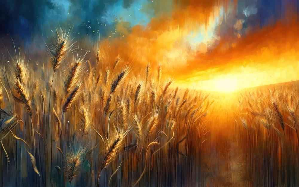 Wheat Field at a Radiant Sunset