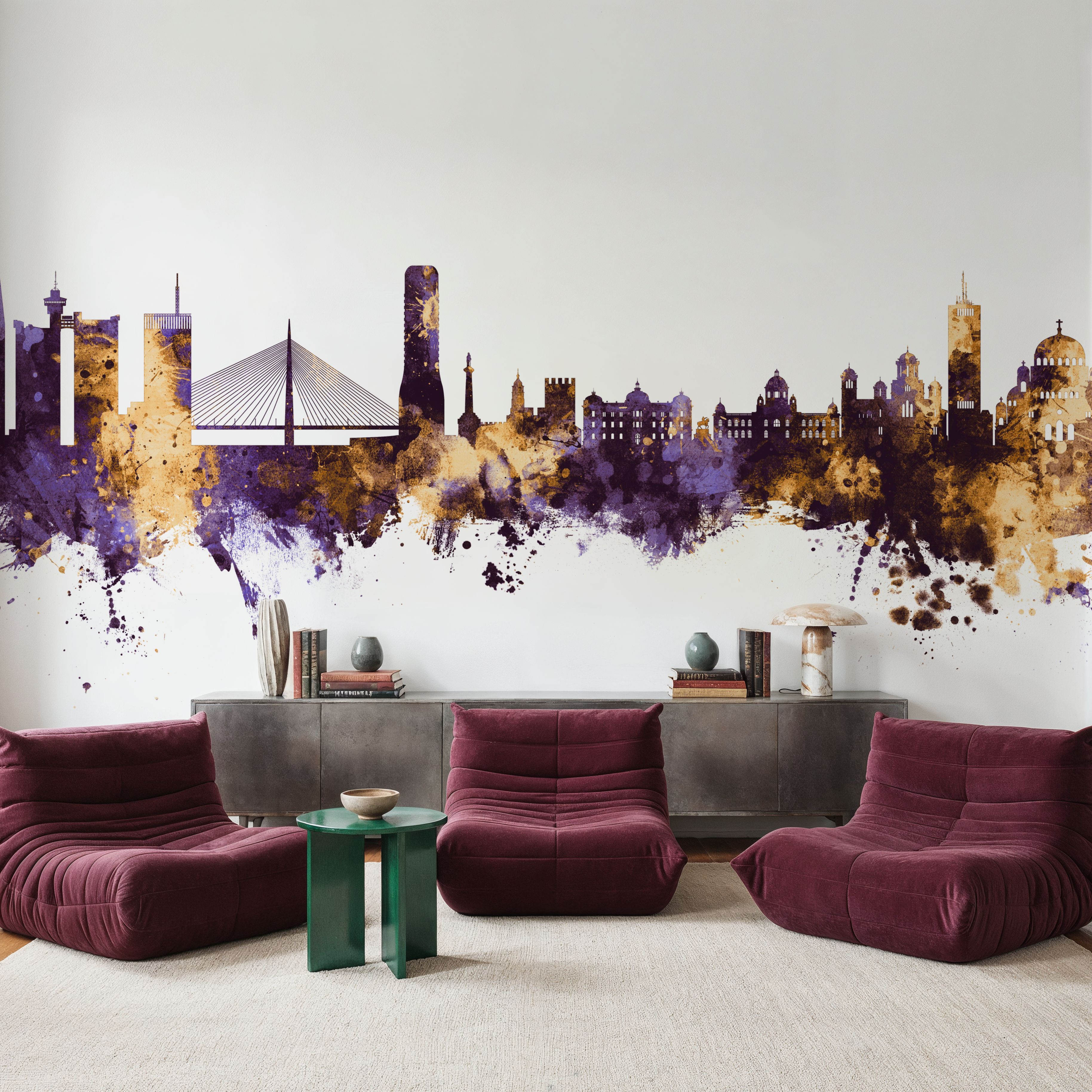 Belgrade Serbia Skyline Purple & Gold