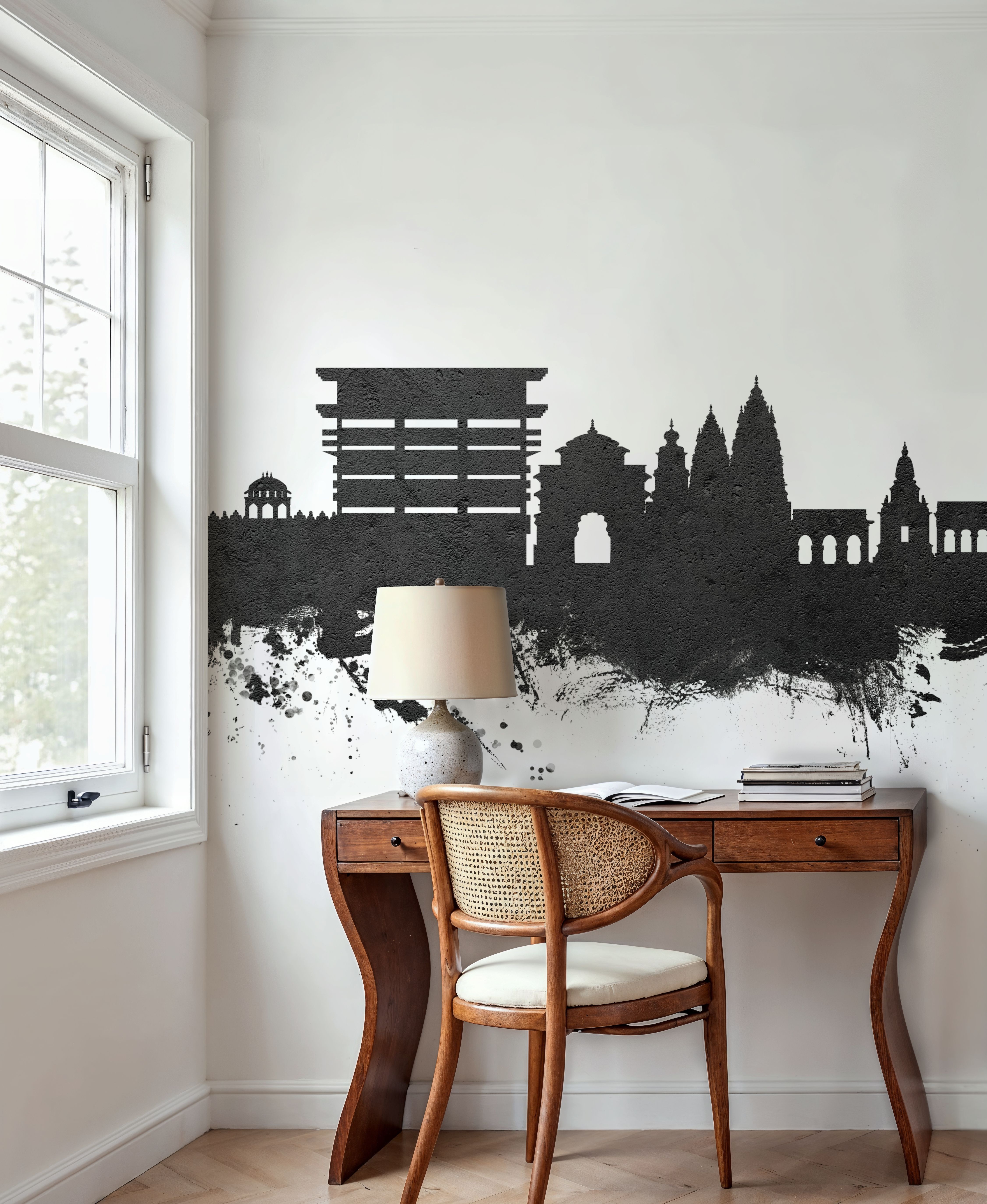 Pandharpur India Skyline Black & White
