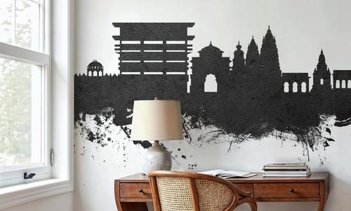 Pandharpur India Skyline Black & White