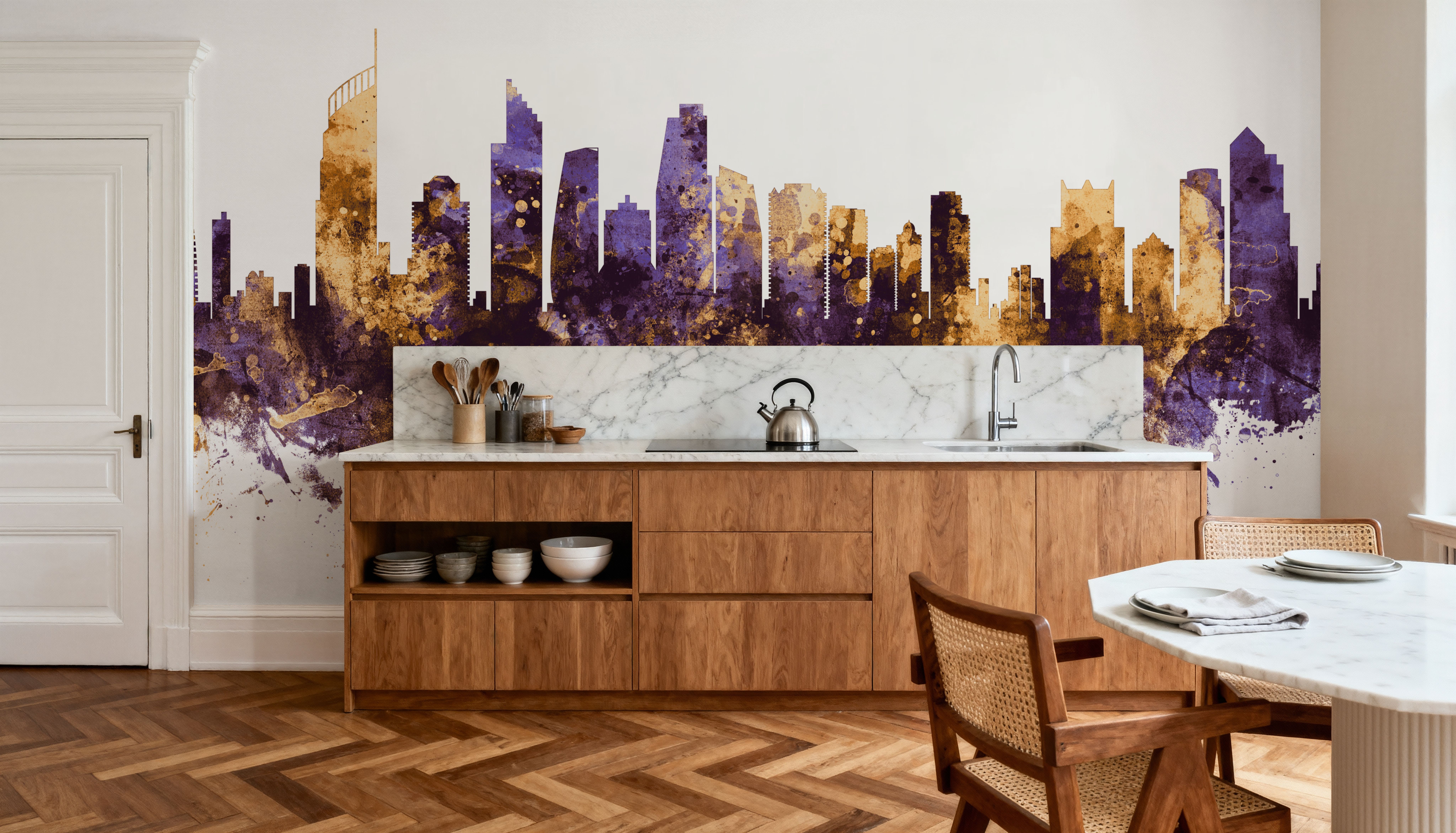 Gold Coast Australia Skyline Purple & Gold