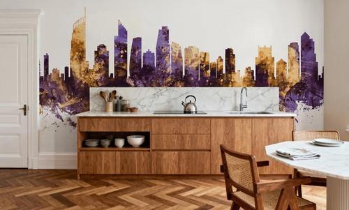 Gold Coast Australia Skyline Purple & Gold