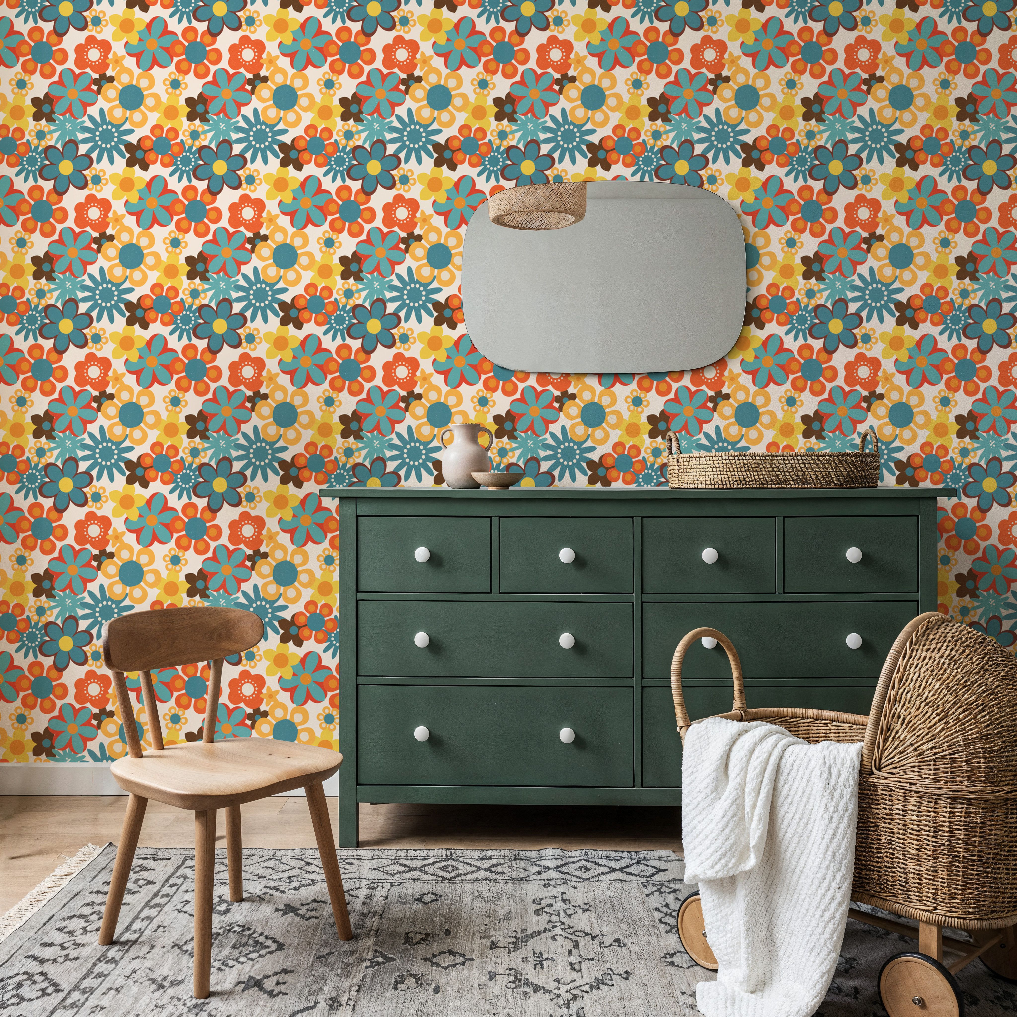 Flower Power, Yellow on Cream