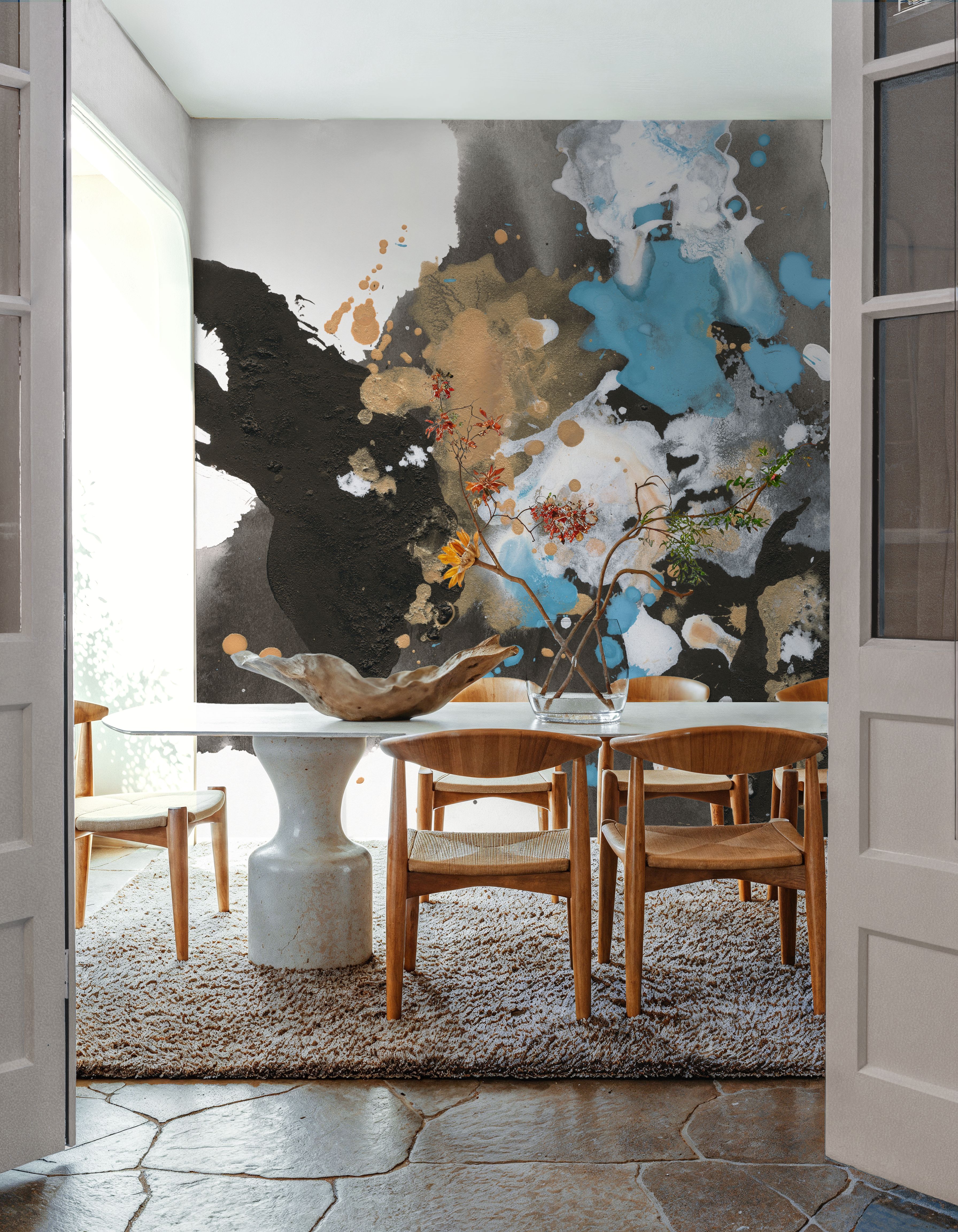 Wall Mural - Teal Chaos II - Abstract Contemporary mural wallpaper - Gray - Offices - Wallism Ireland - Premium, Textured or Peel & Stick