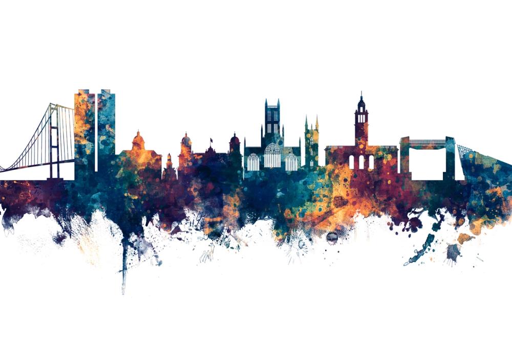 Kingston upon Hull England Skyline Blue & Bronze