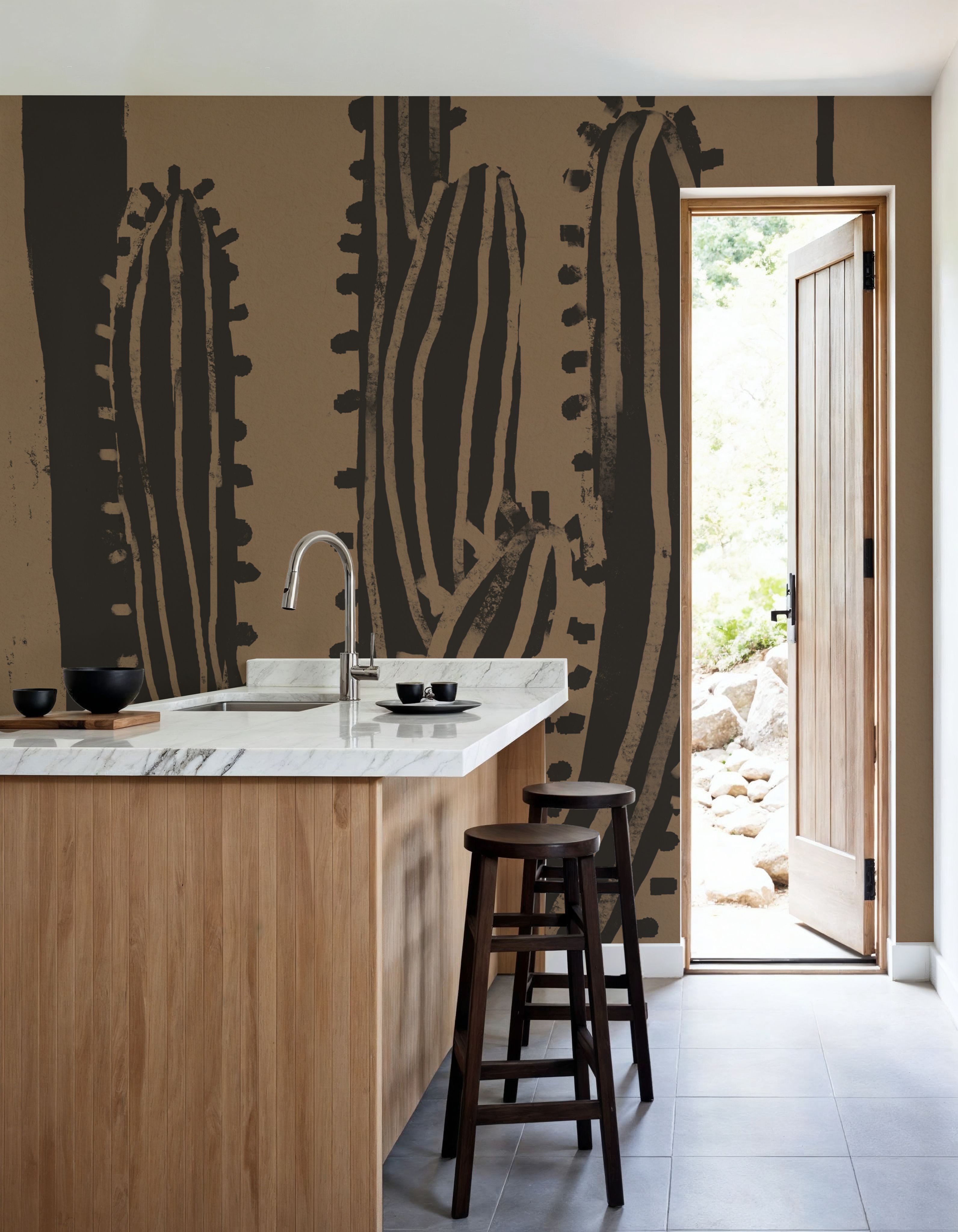 Woodcut Cactus II Natural