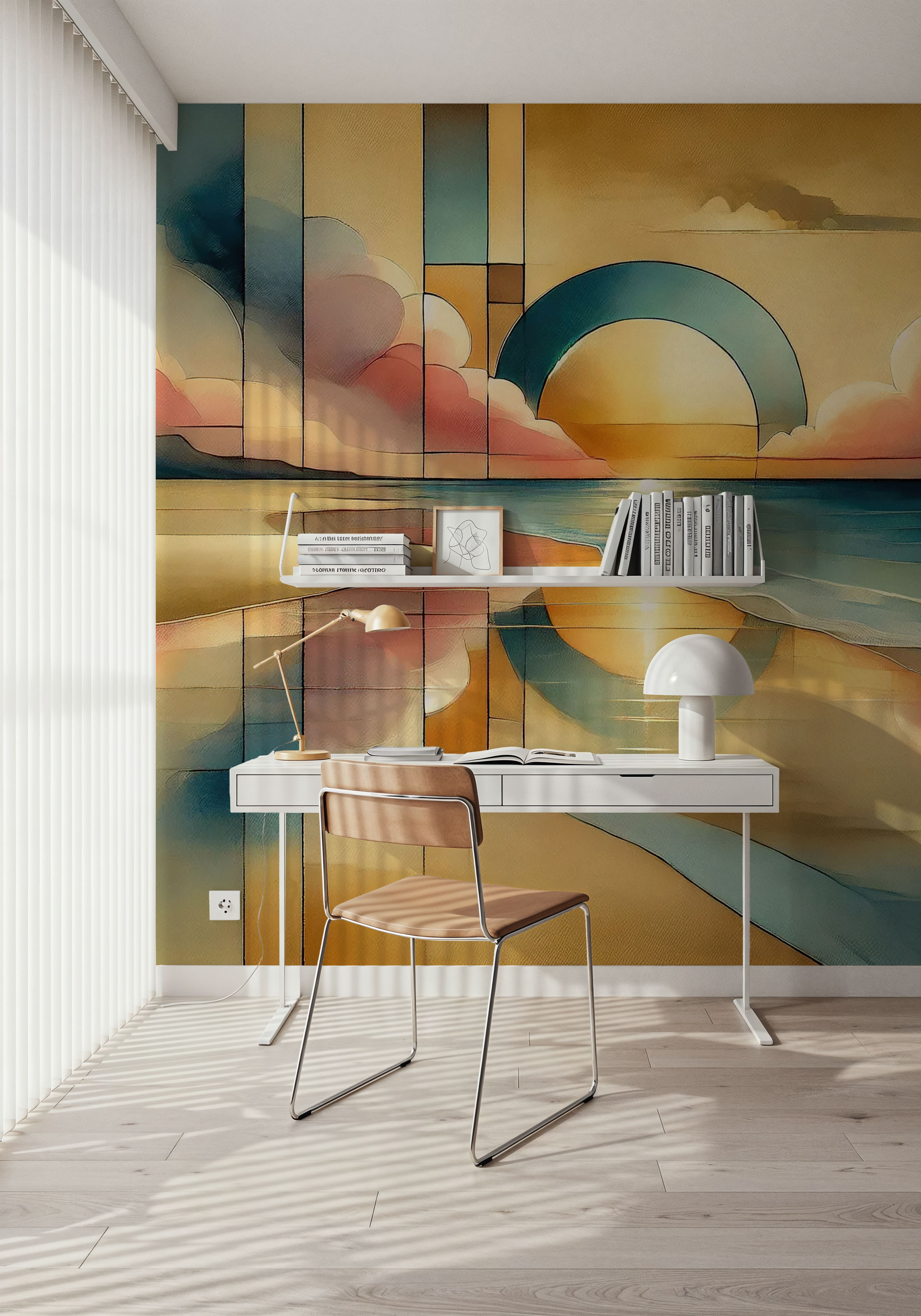 Golden Sunset Vista in Art Deco