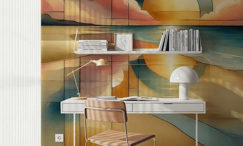 Golden Sunset Vista in Art Deco
