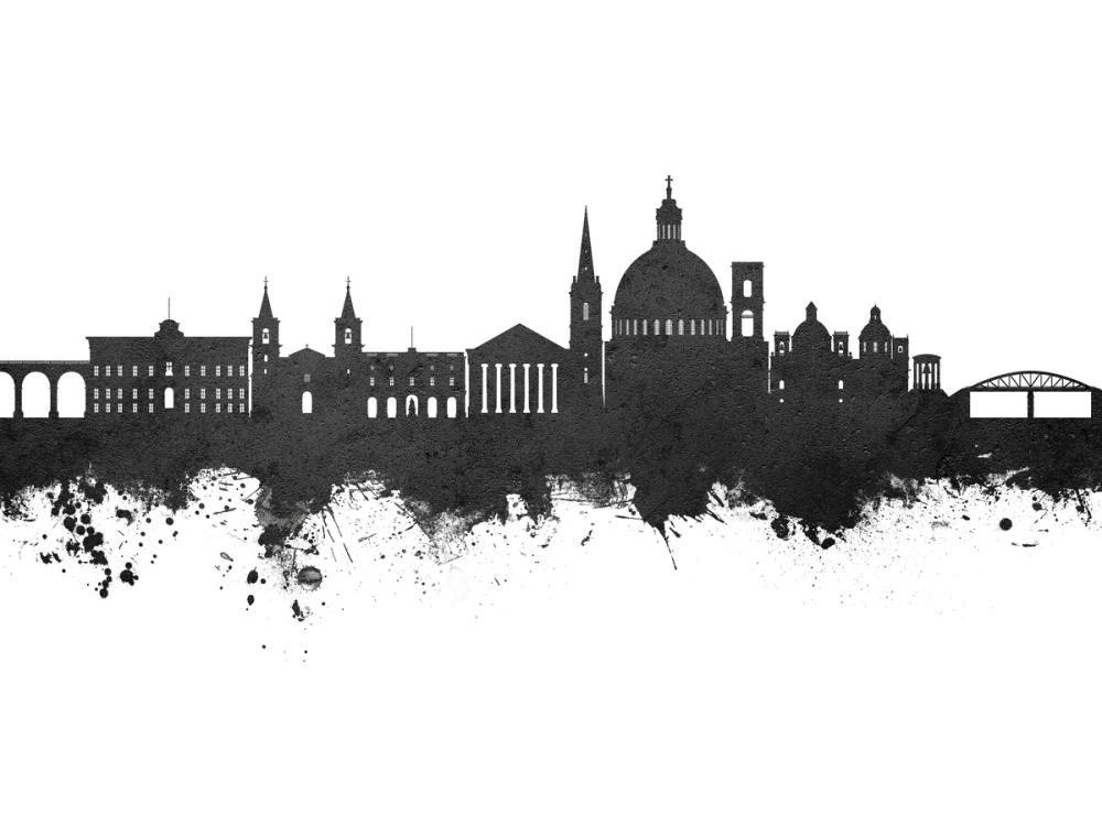 Valletta Malta Skyline Black & White