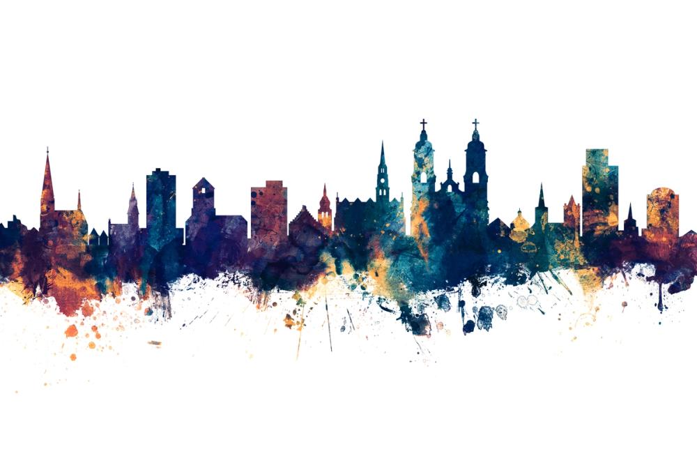 St Gallen Switzerland Skyline Blue & Bronze