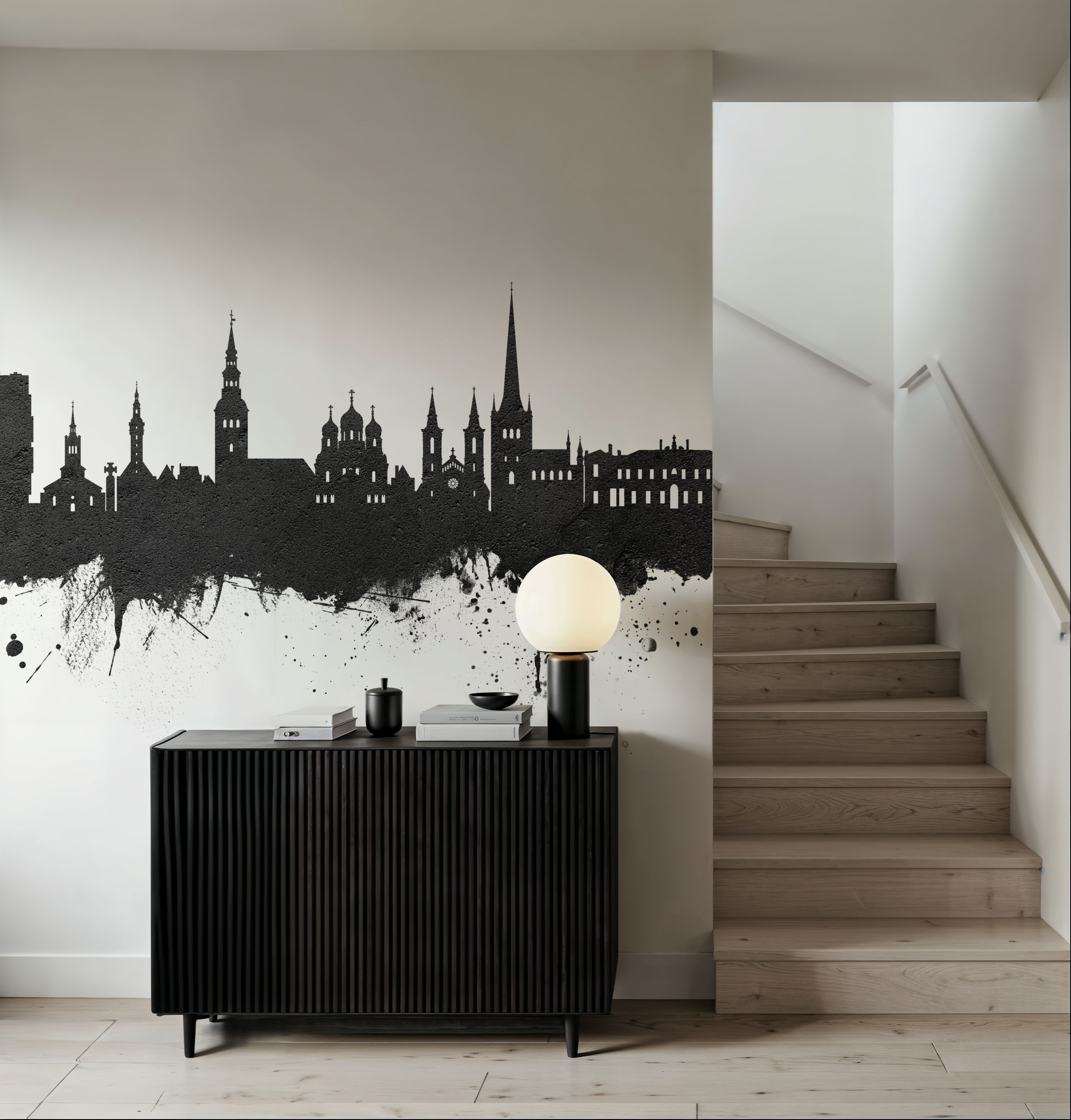 Tallinn Estonia Skyline Black & White