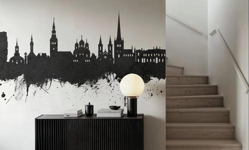 Tallinn Estonia Skyline Black & White