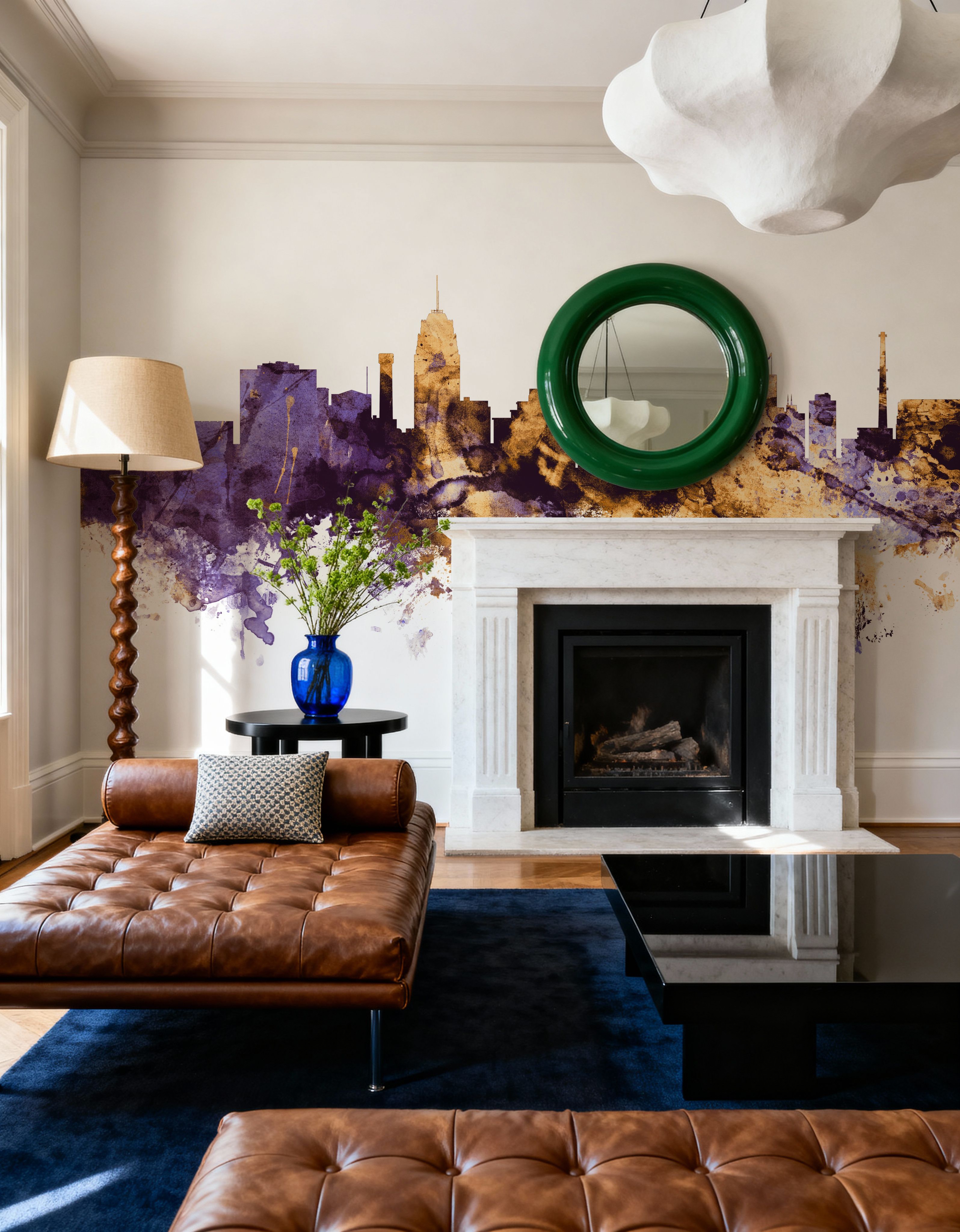 Lansing Michigan Skyline Purple & Gold