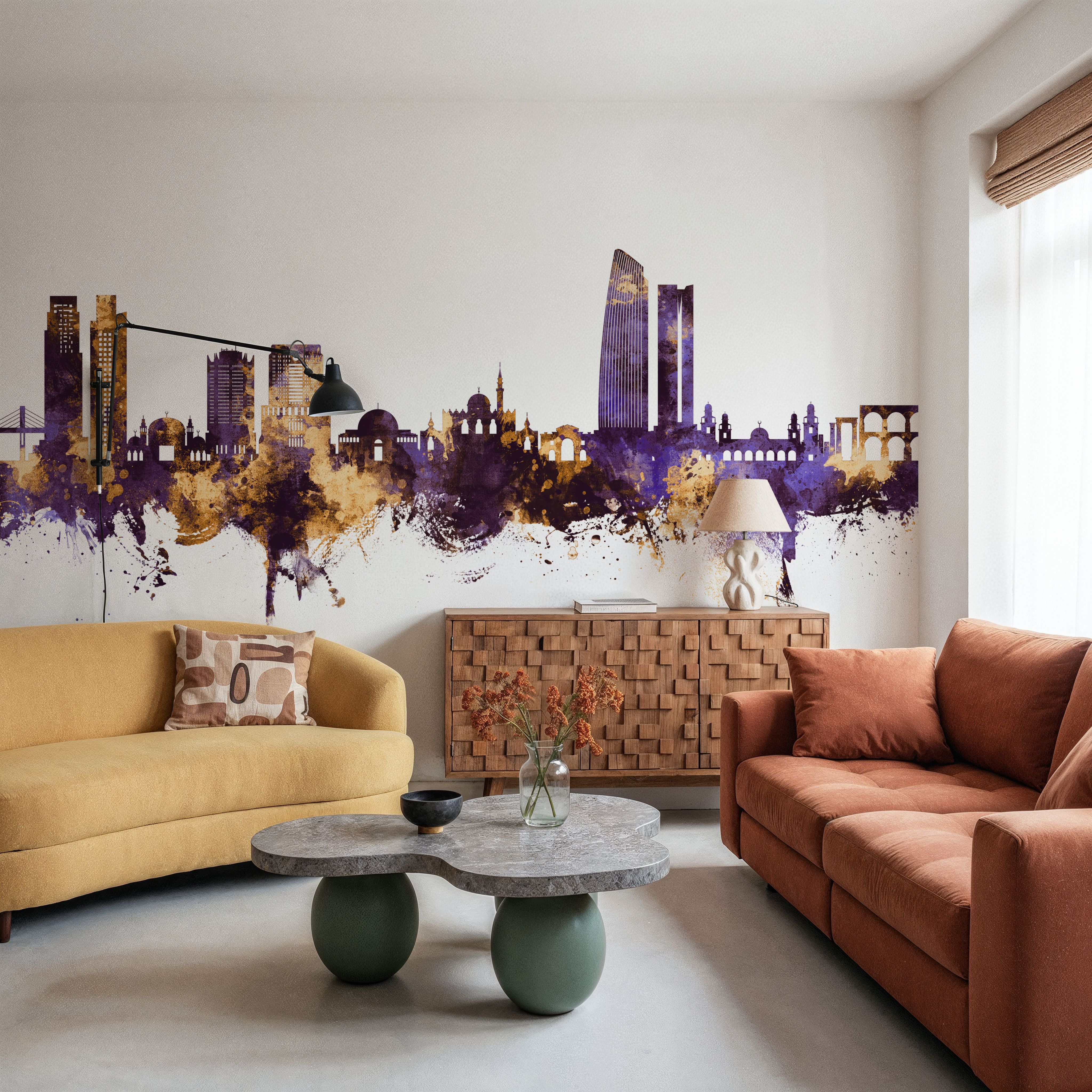 Amman Skyline Purple & Gold