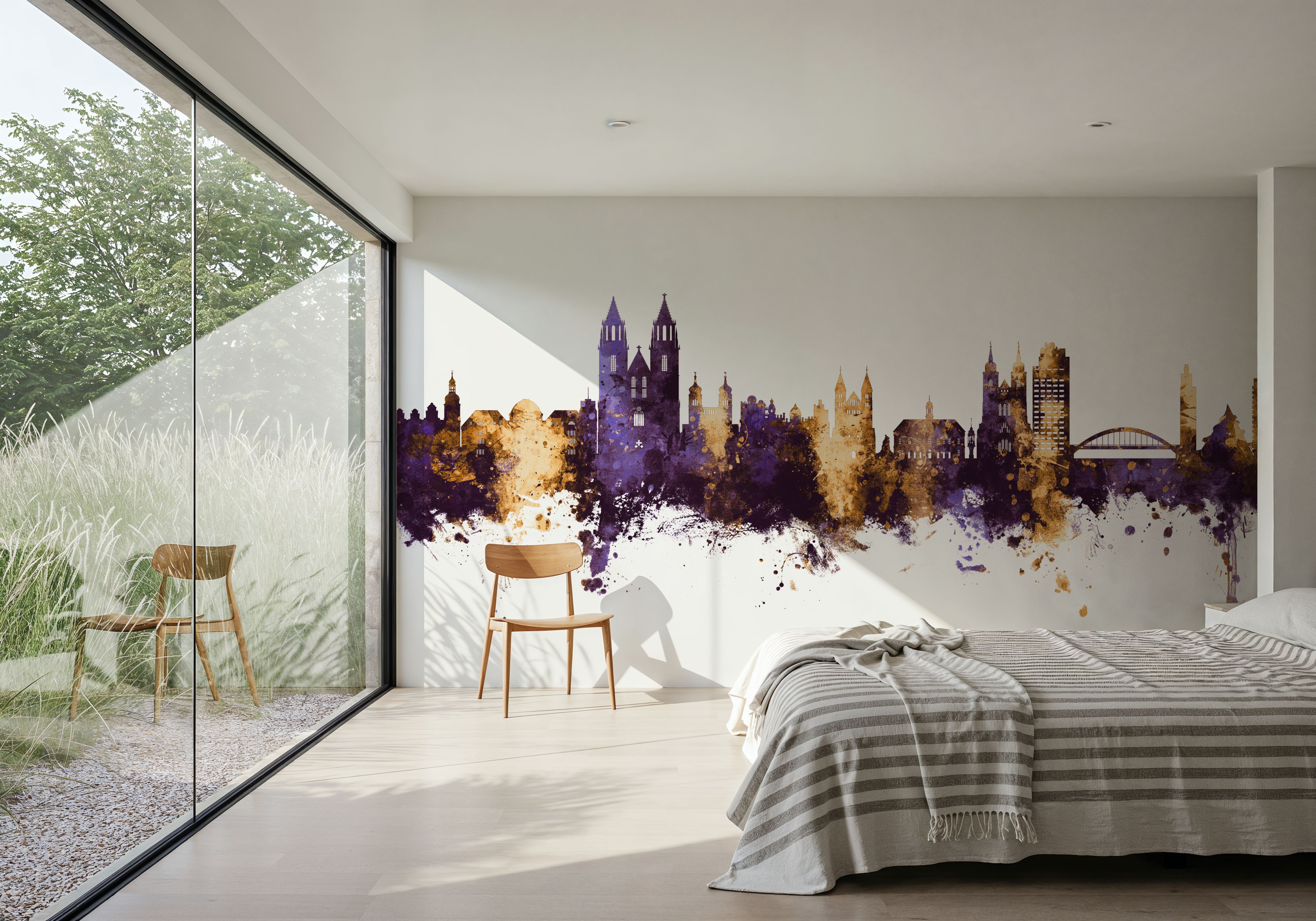 Magdeburg Germany Skyline Purple & Gold