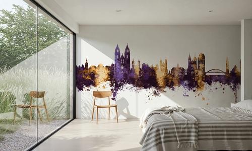 Magdeburg Germany Skyline Purple & Gold