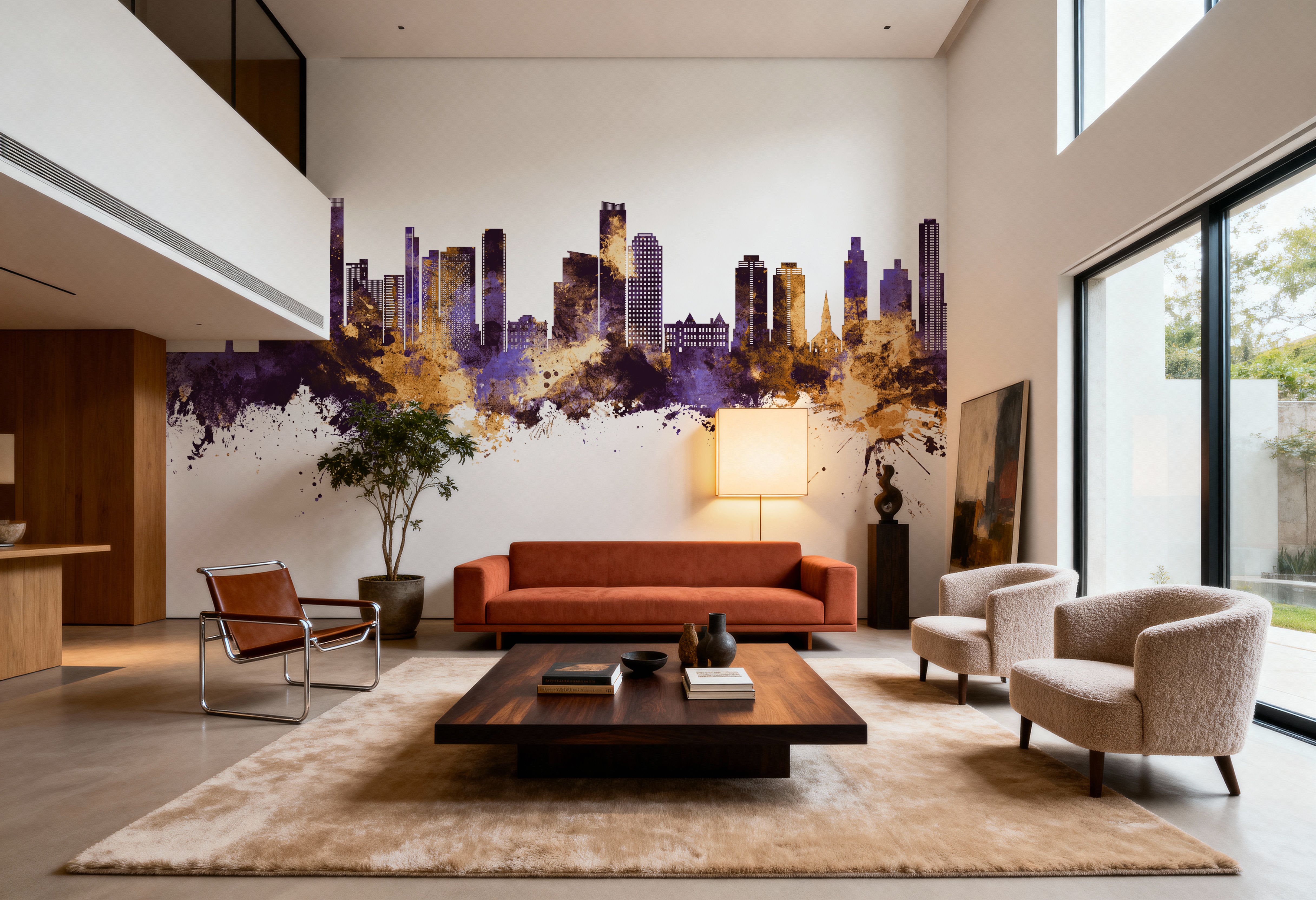 Queens New York Skyline Purple & Gold