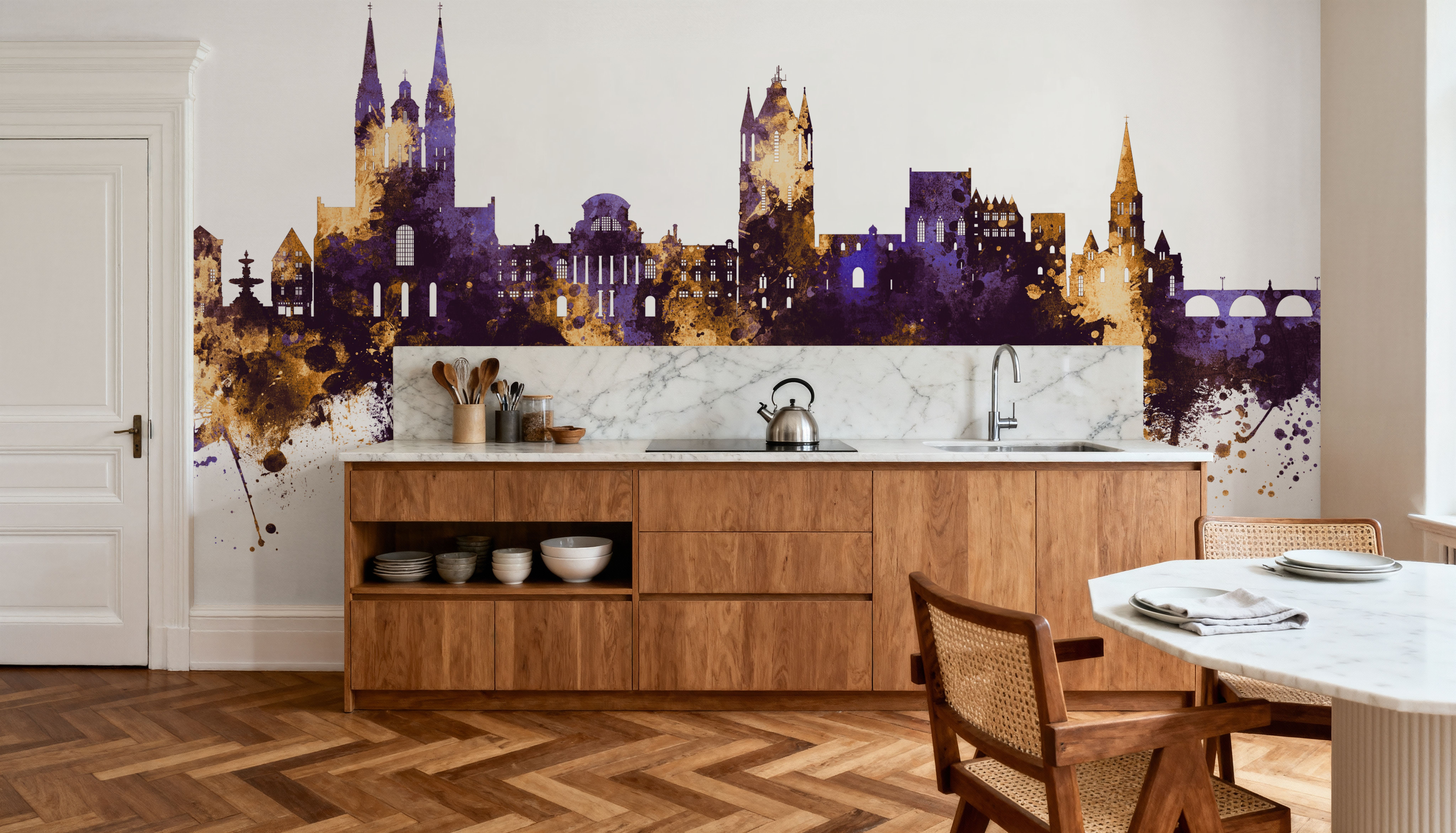 Angers France Skyline Puple & Gold, Papier peint