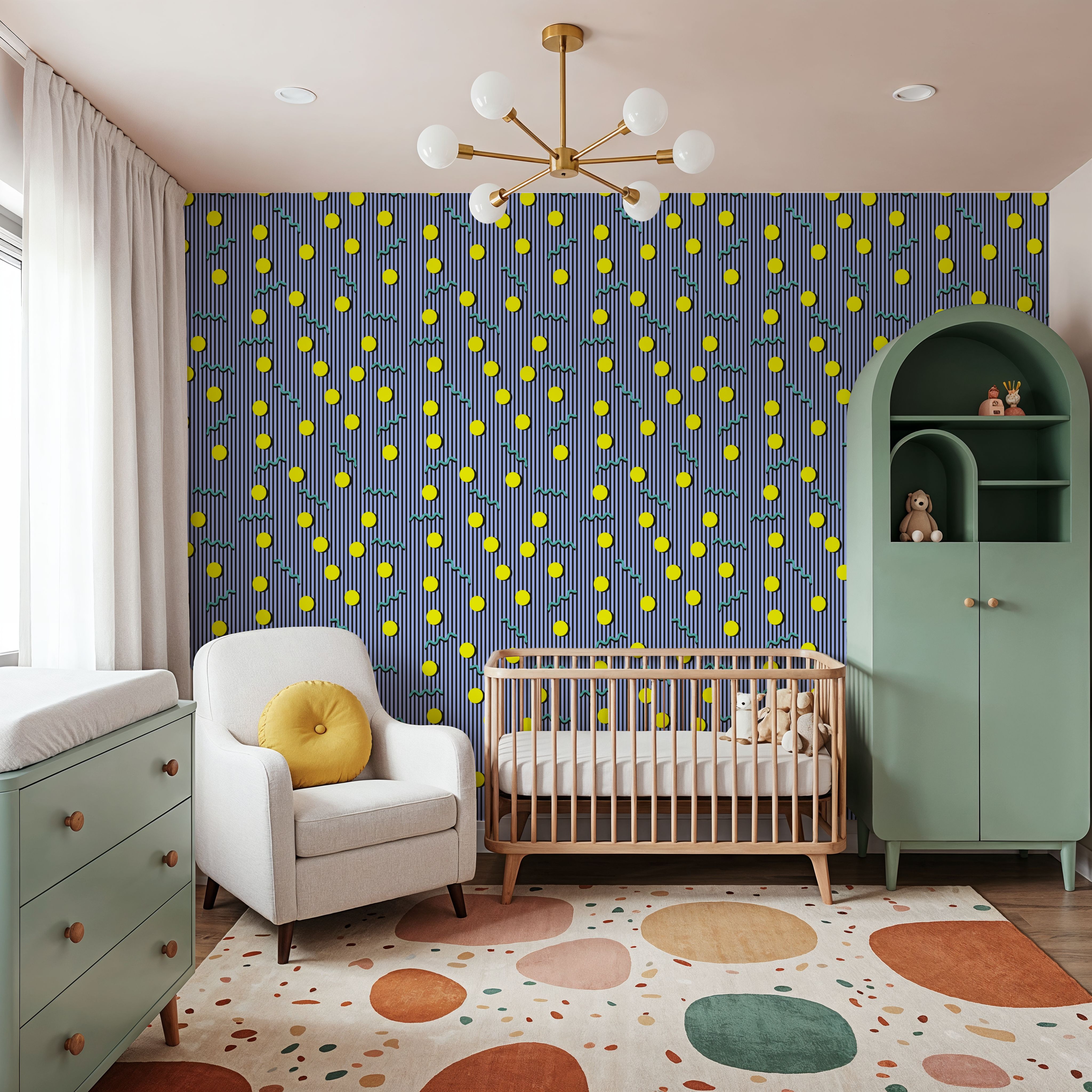 Memphis Dots & Stripes, Lilac