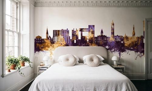 Ithaca New York Skyline Purple & Gold