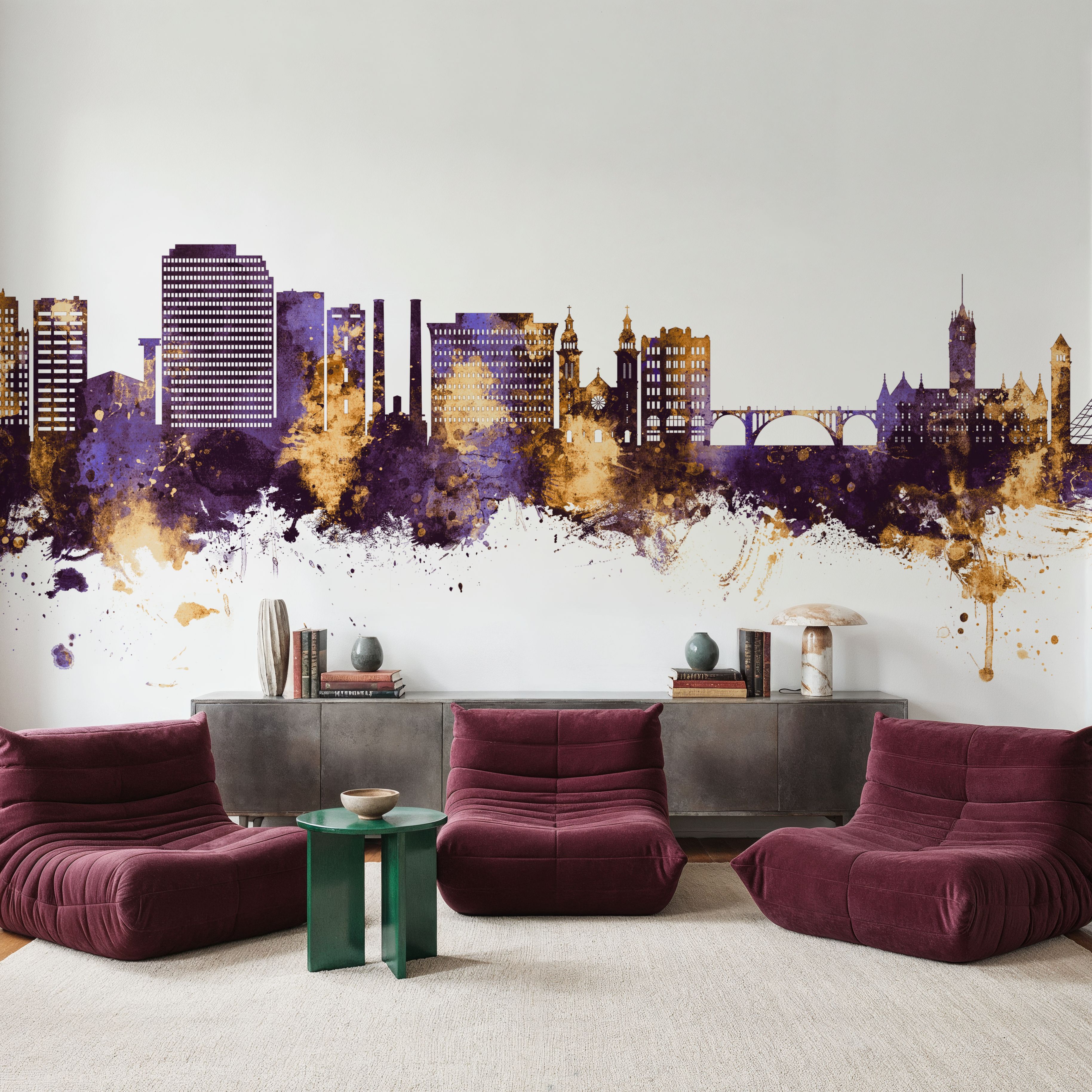 Spokane Washington Skyline Purple & Gold