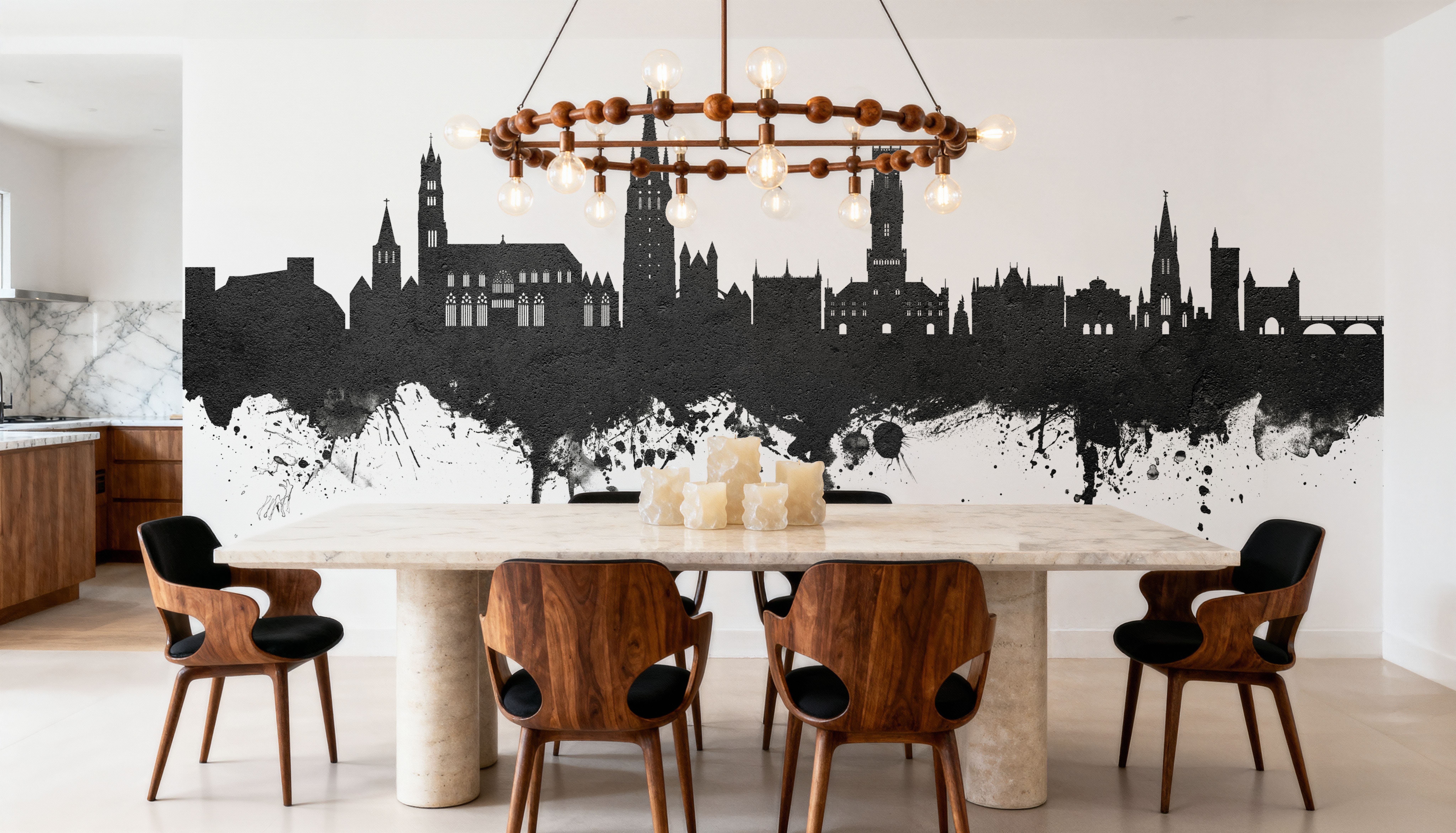 Bruges Belgium Skyline Black & White