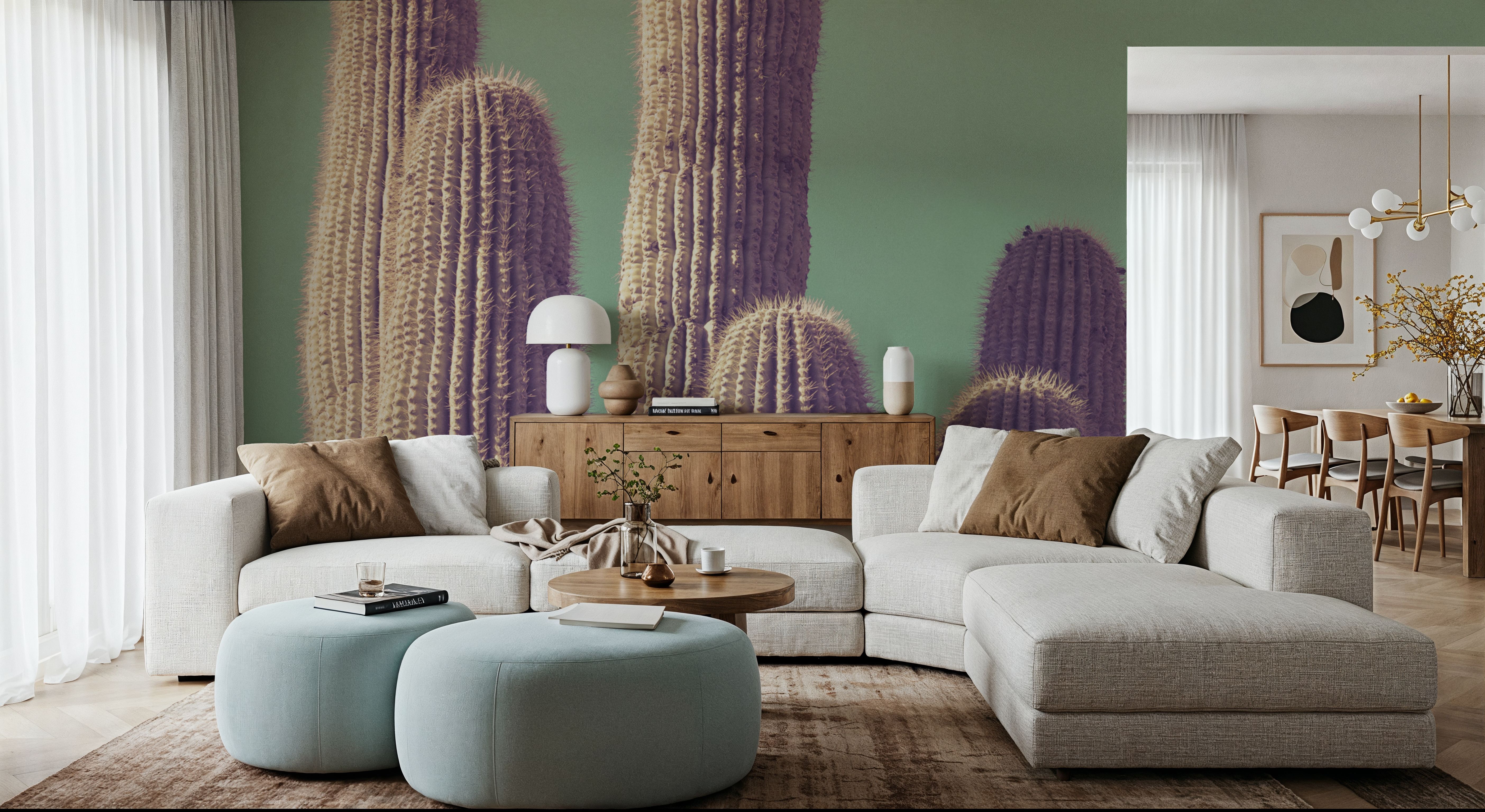 Saguaro Green Pastel, Tapeten