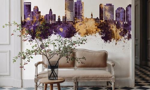 Halifax Canada Skyline Purple & Gold