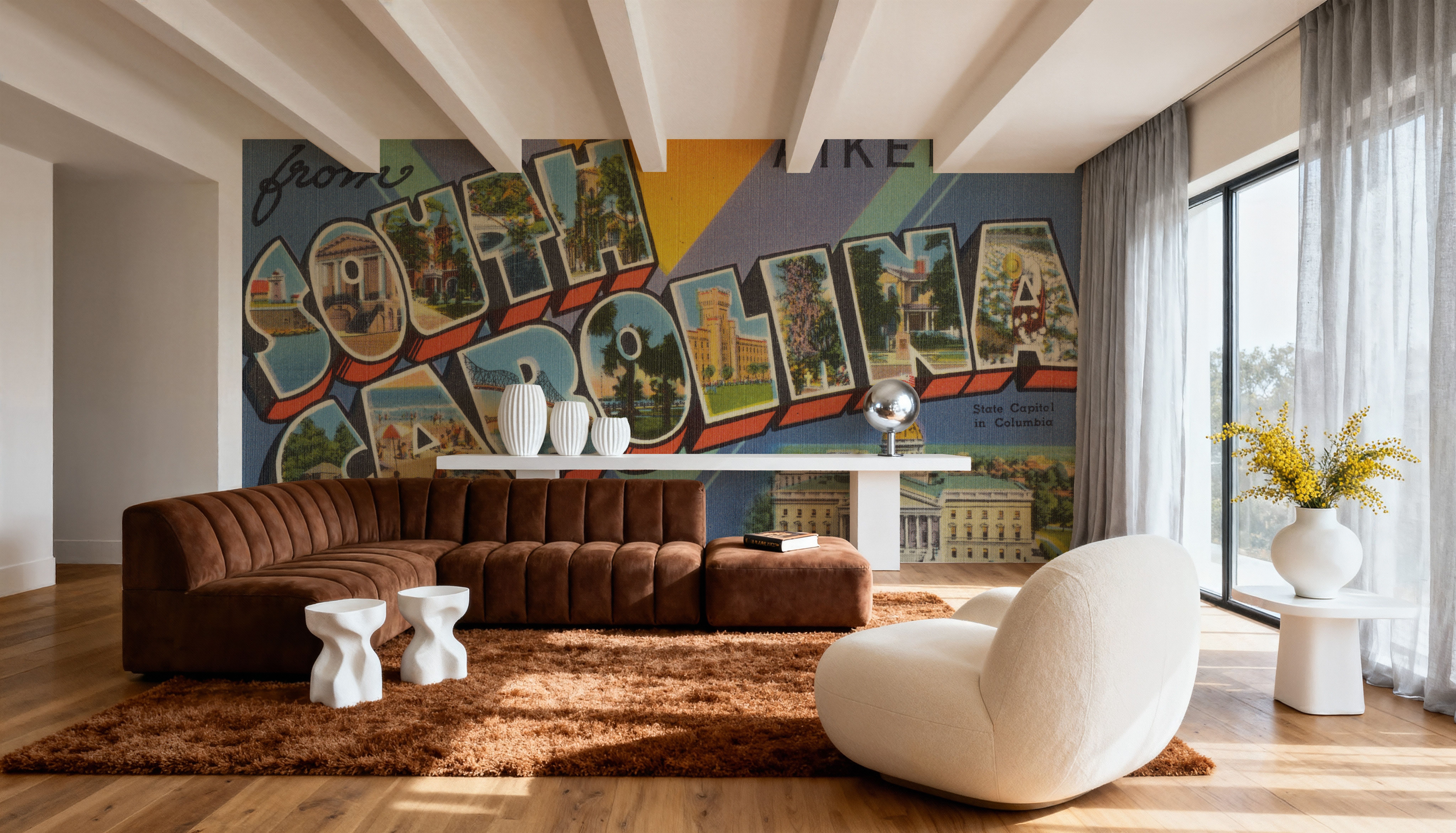 Greetings from Aiken South Carolina - Screenprint Postcard