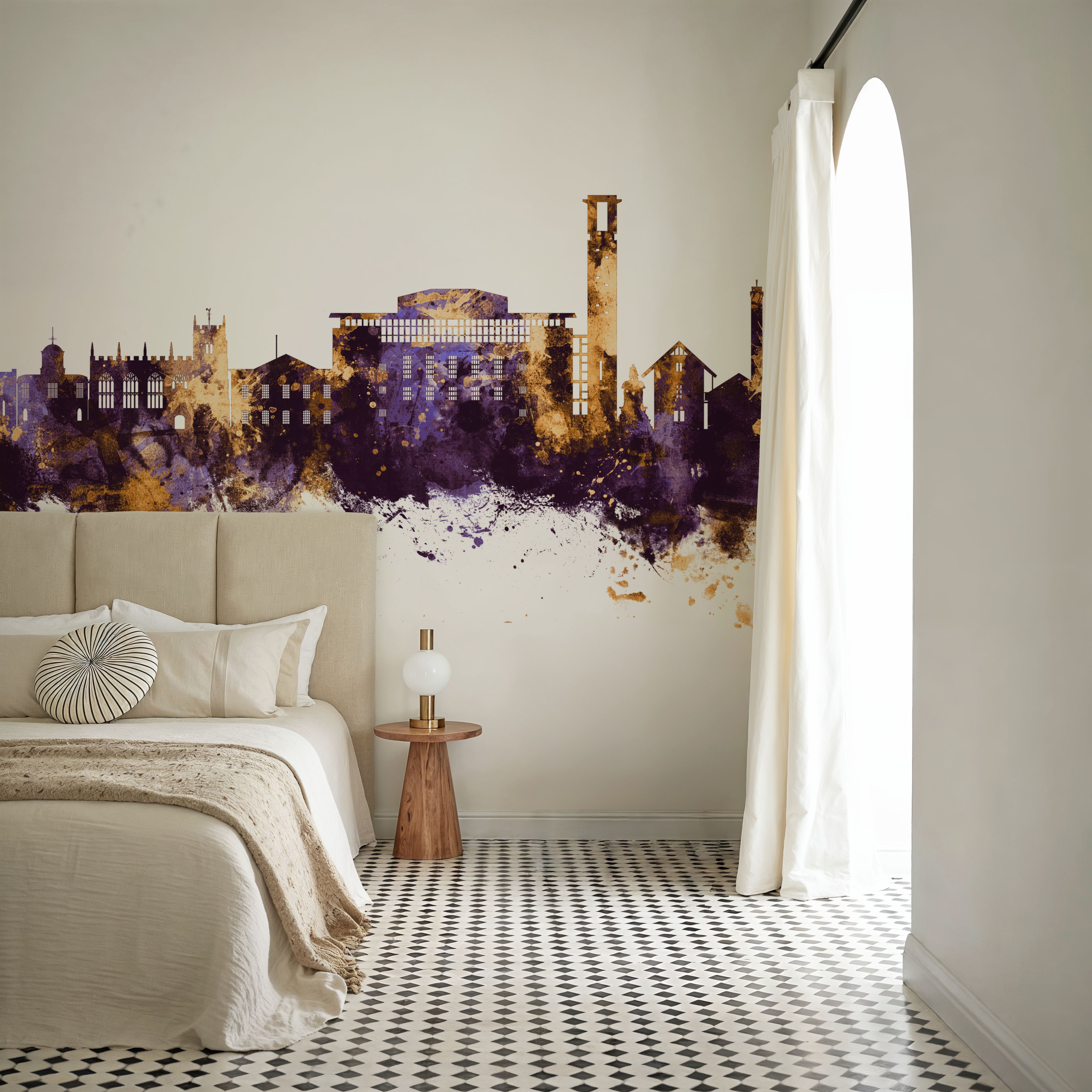 Stratford-upon-Avon England Skyline Purple & Gold