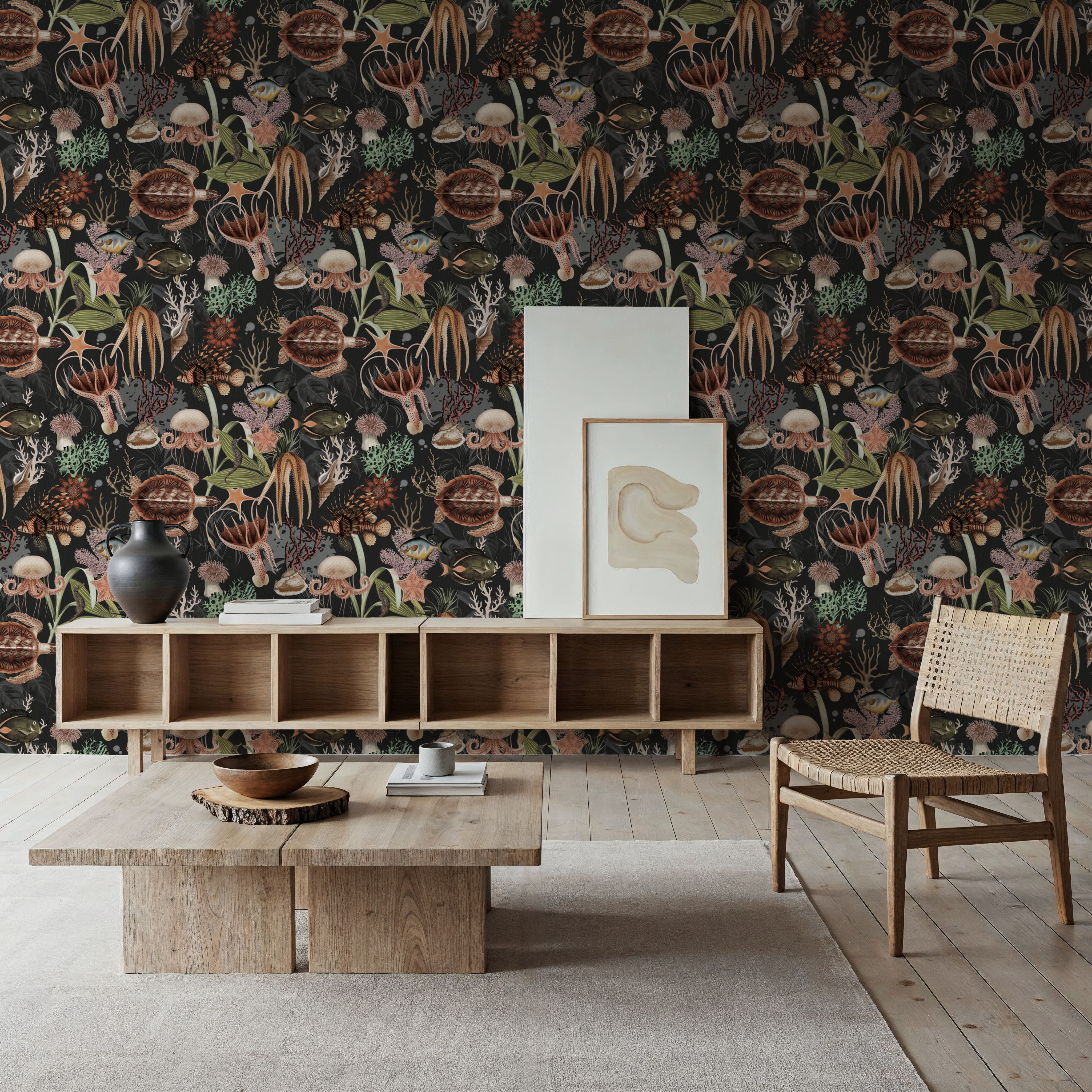 Deep Sea, Graphite, Wallpaper