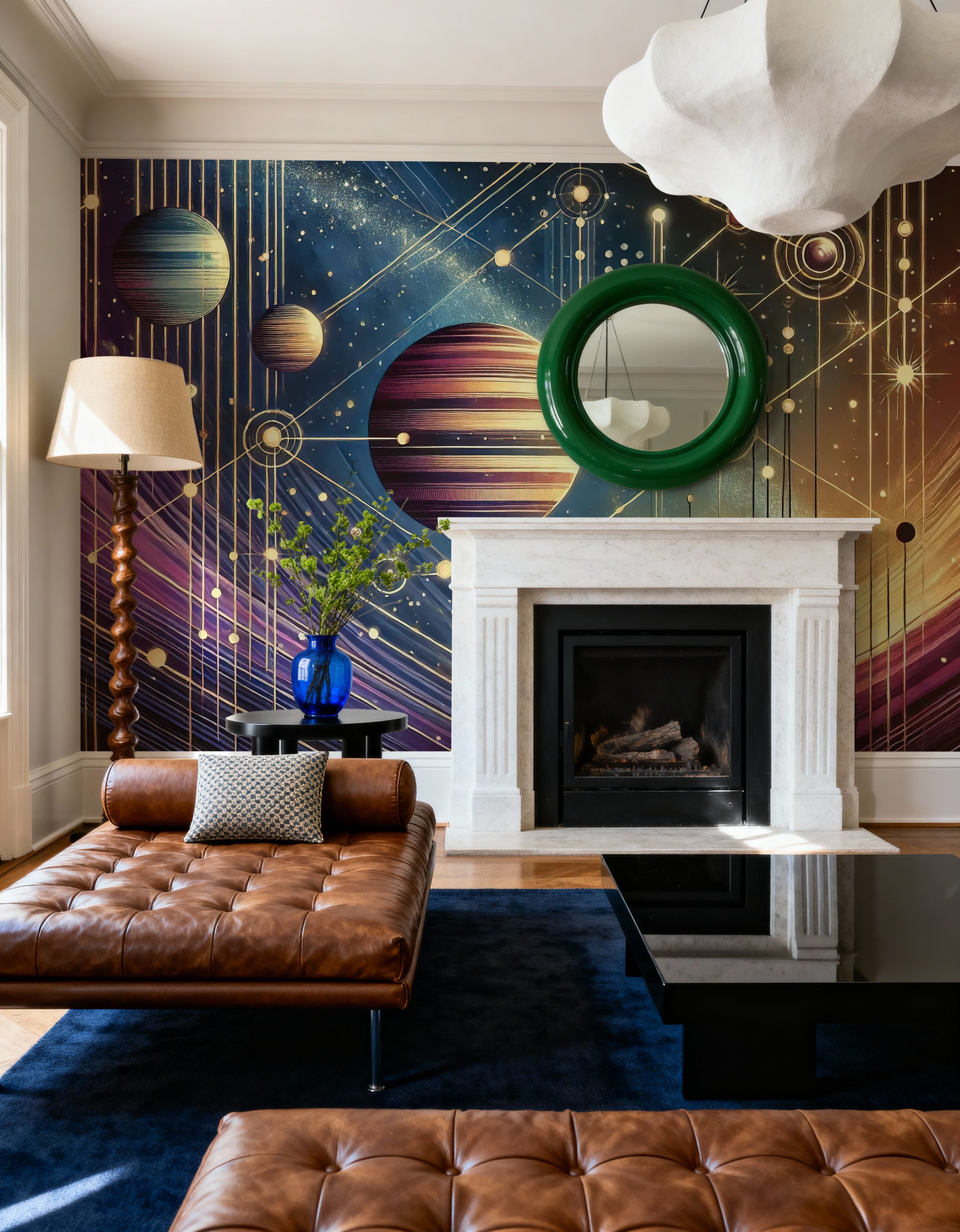 Galactic Harmony Scene in Art Deco