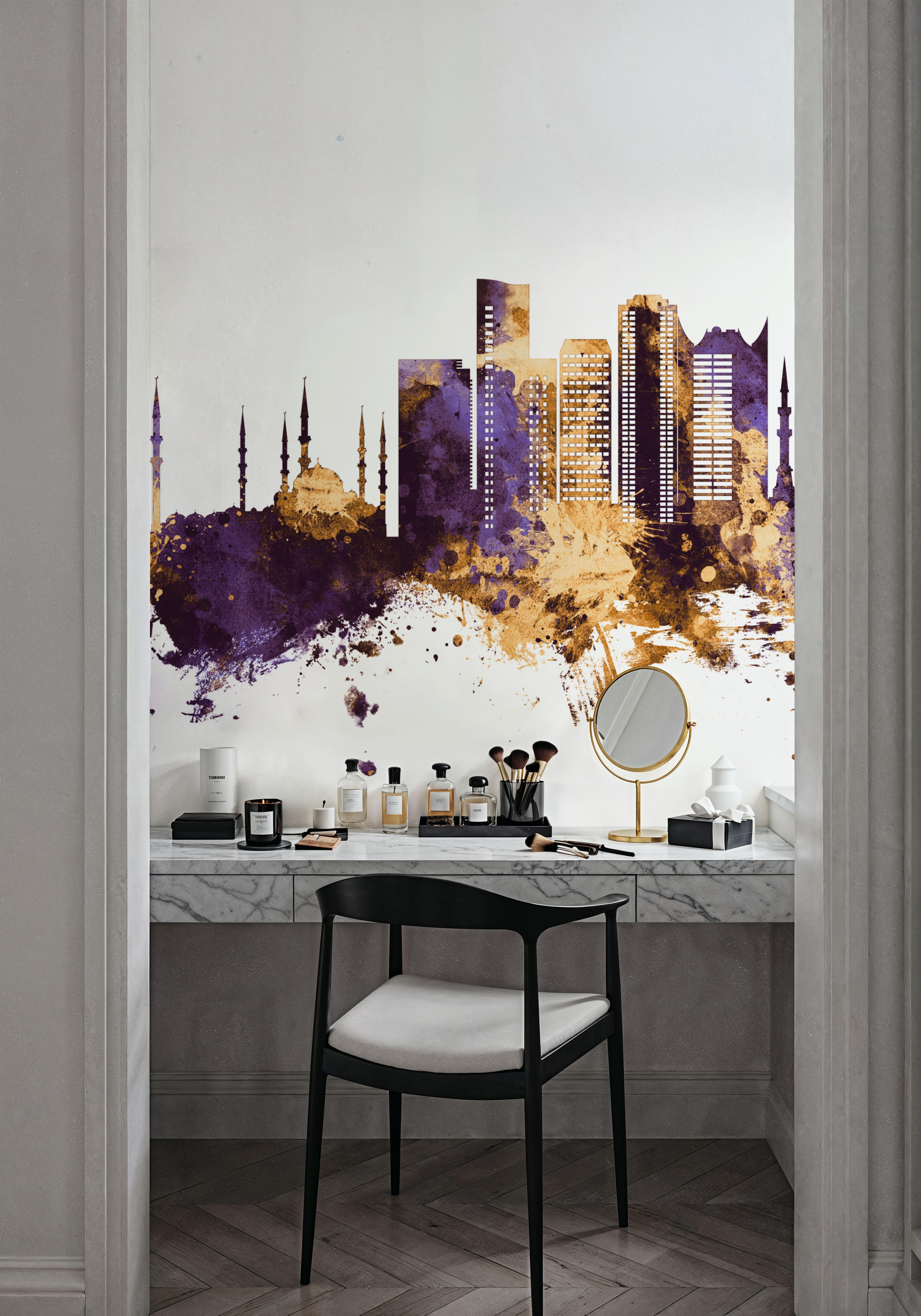Fujairah Skyline Purple & Gold