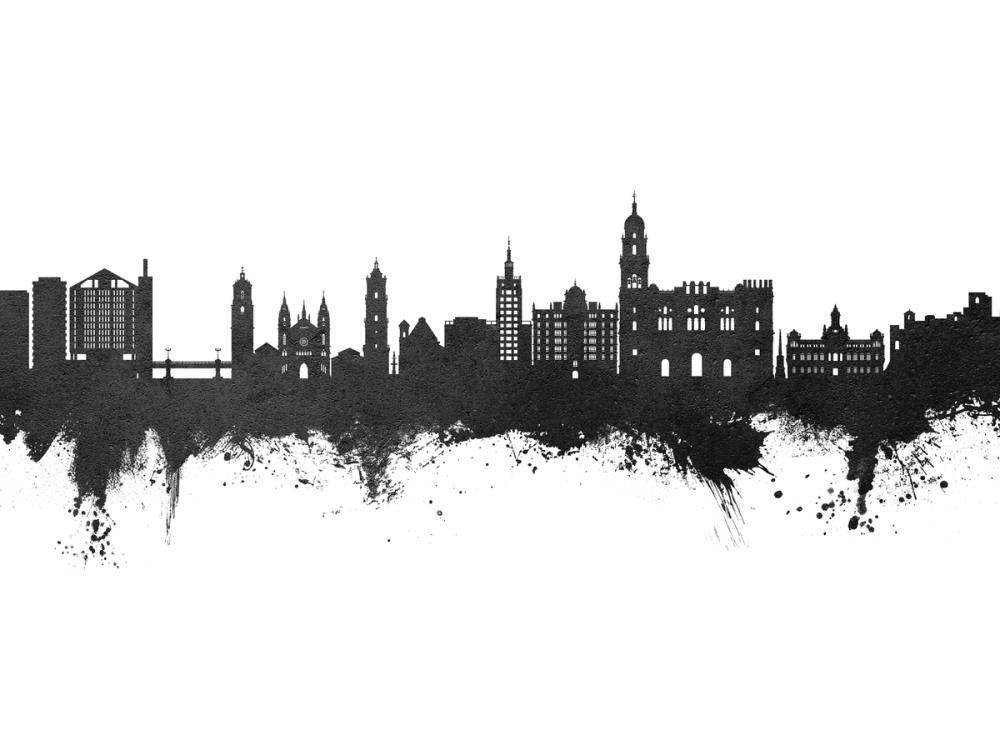 Málaga Spain Skyline Black & White