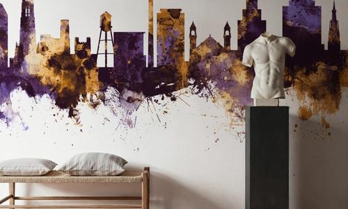 Durham North Carolina Skyline Purple & Gold