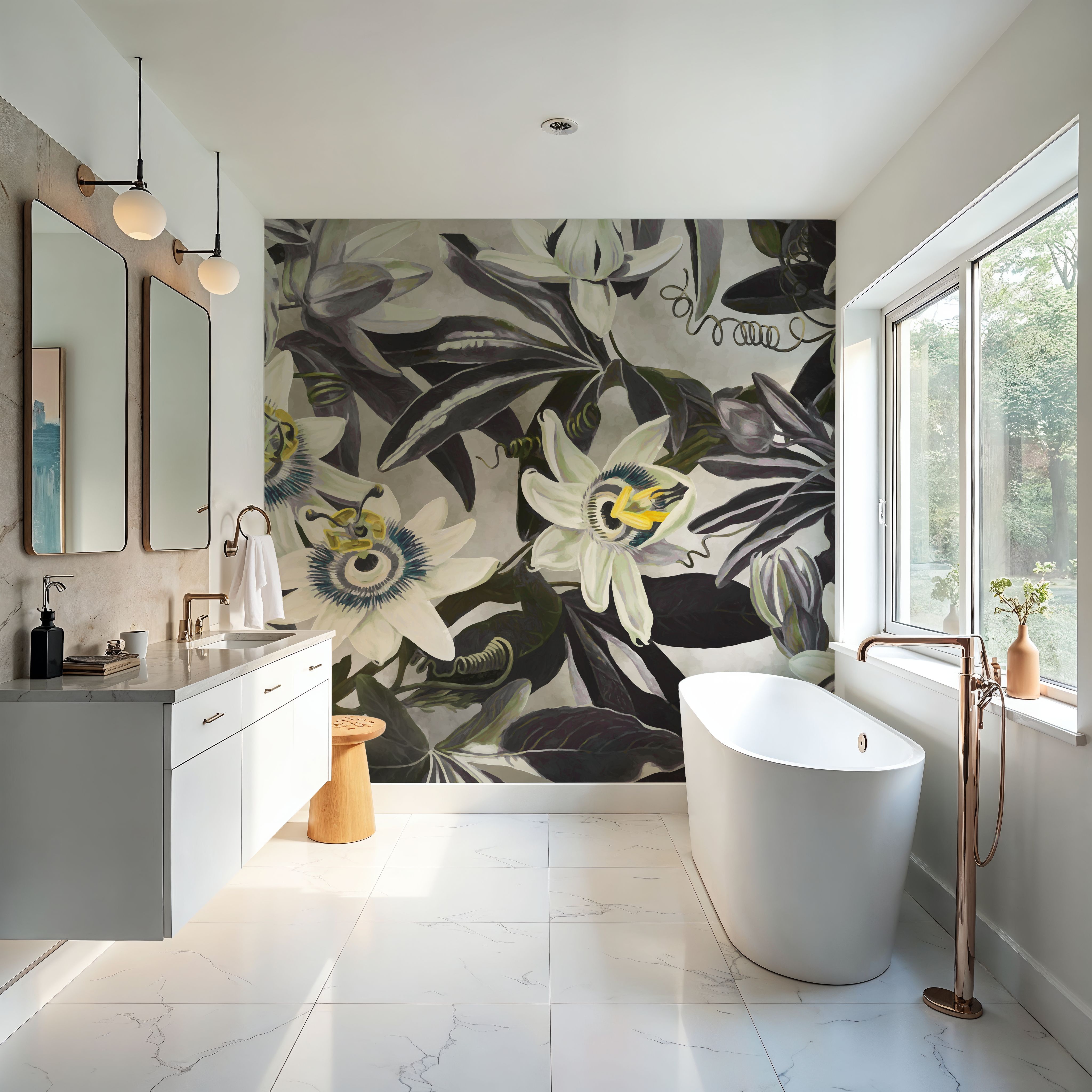 White Passiflora Yellow Green