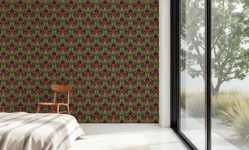 Floral Damask & Bows, Vermilion