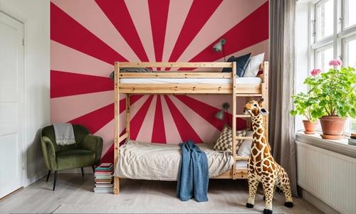Circus Ceiling, Red on Pink