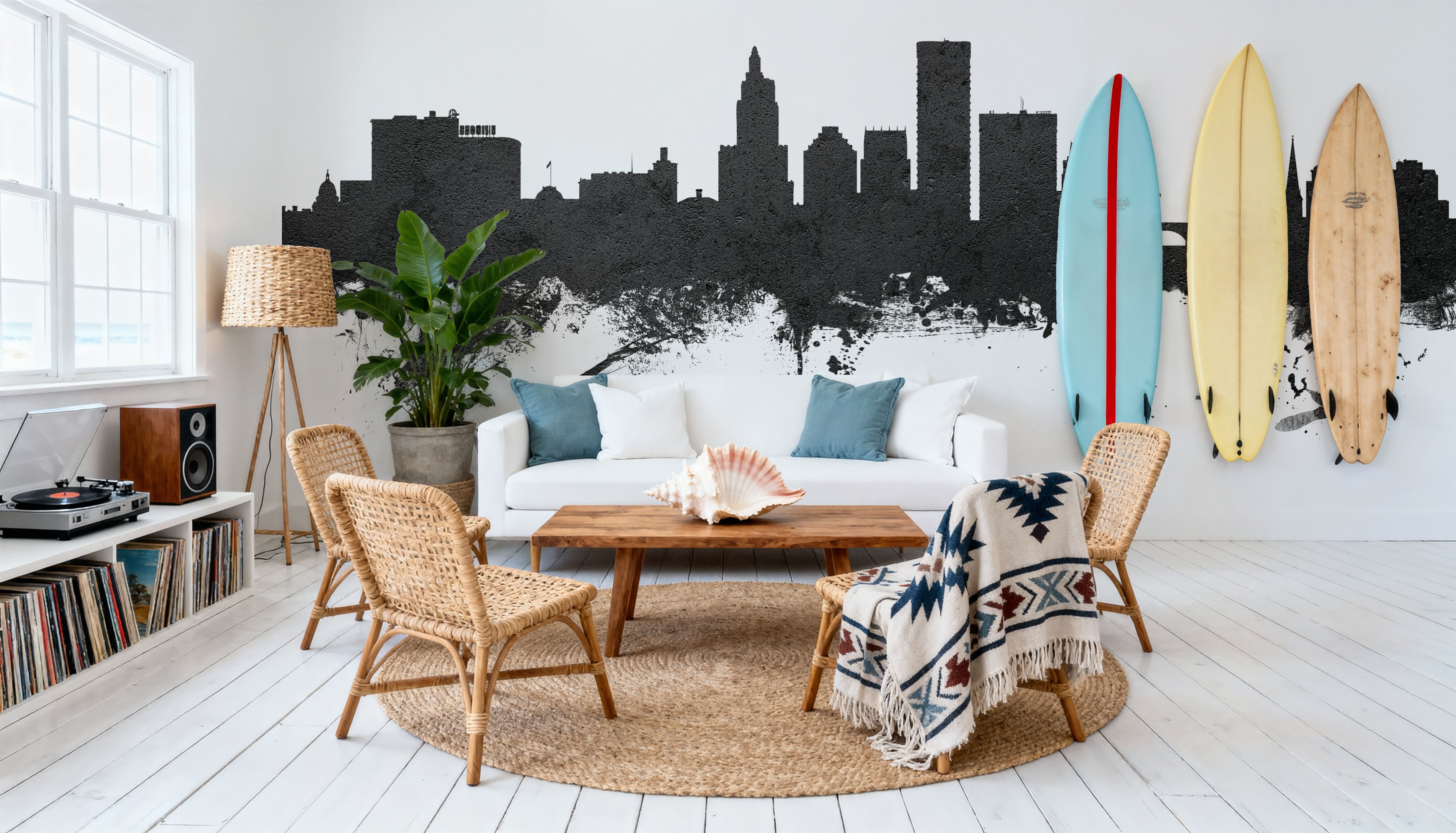 Providence Rhode Island Skyline Black & White