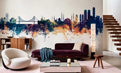 Istanbul Turkey Skyline Blue & Bronze