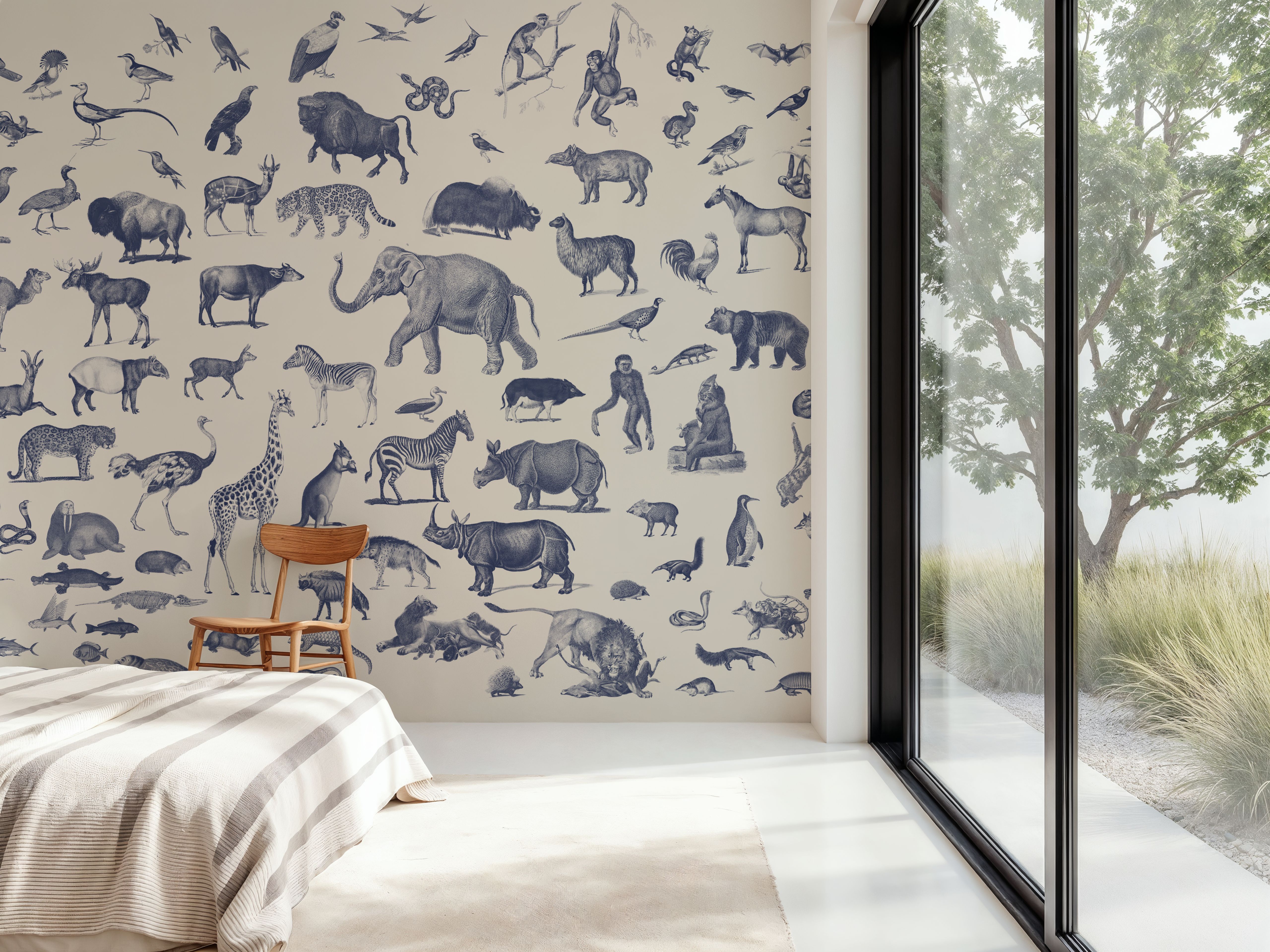 Vintage Animals, Ink Blue