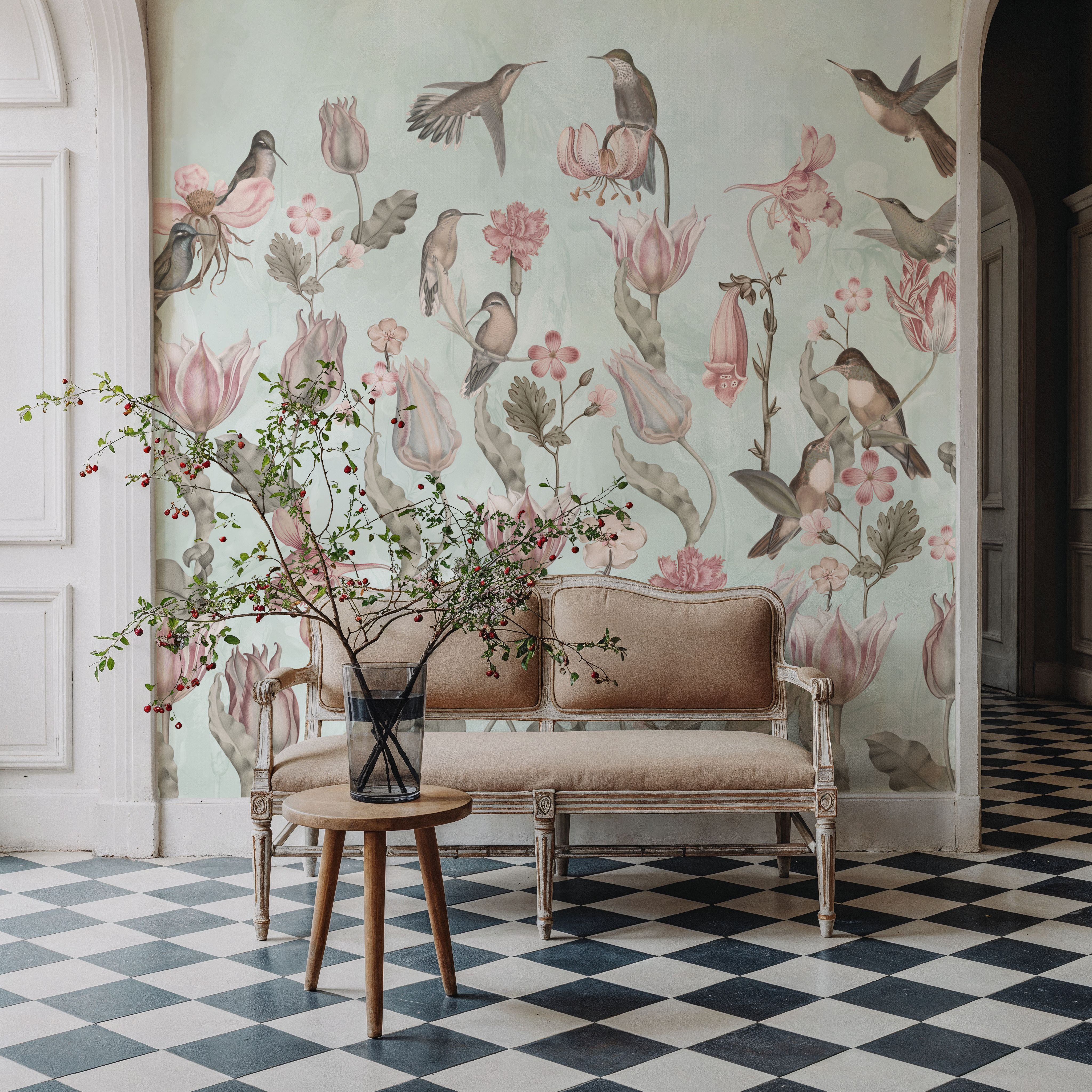 Tulips & Birds, Pistachio