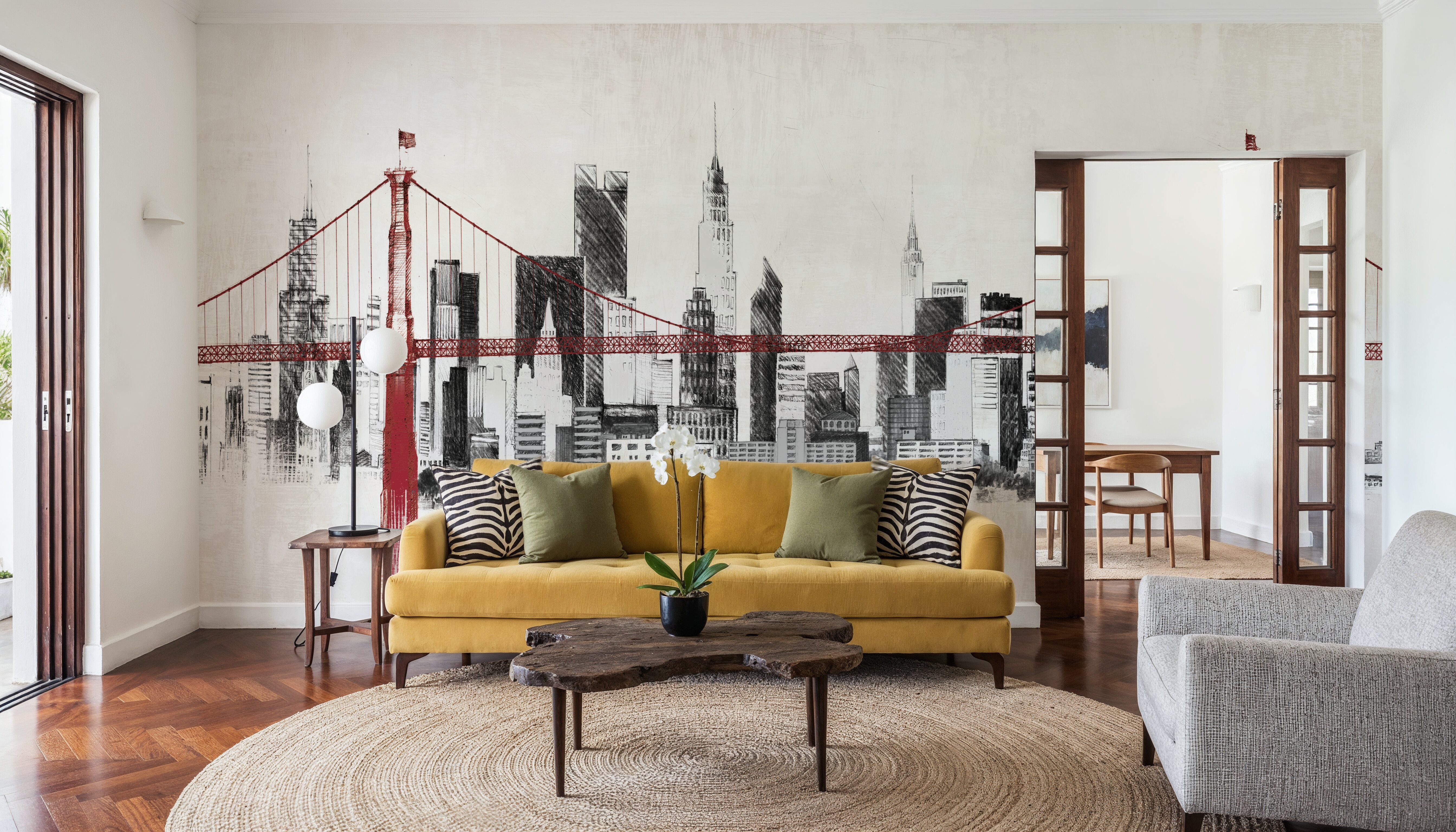 Bridge and Skyline Red, Tapet